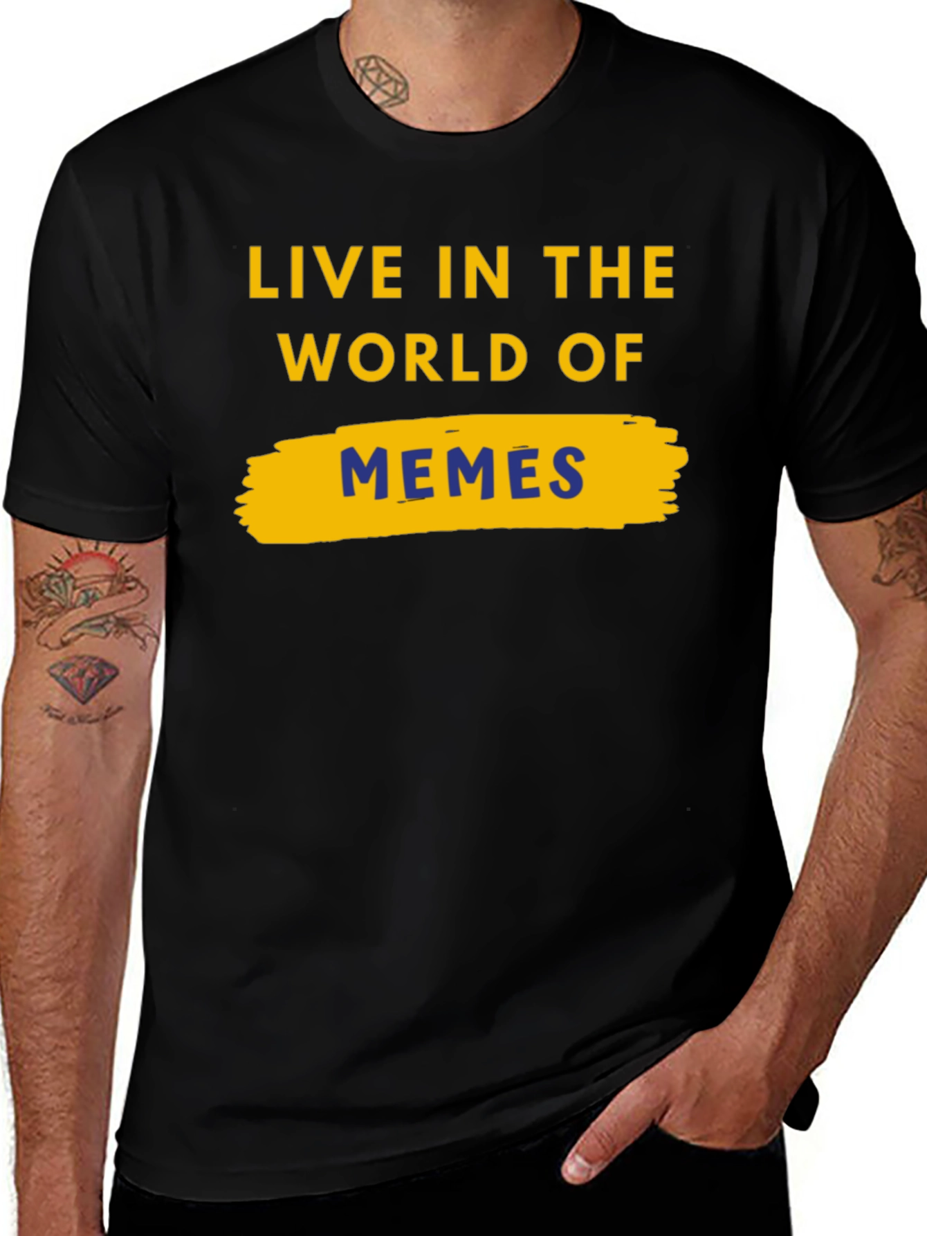 Variant 24 of Live In The World Of Memes Black T-Shirt