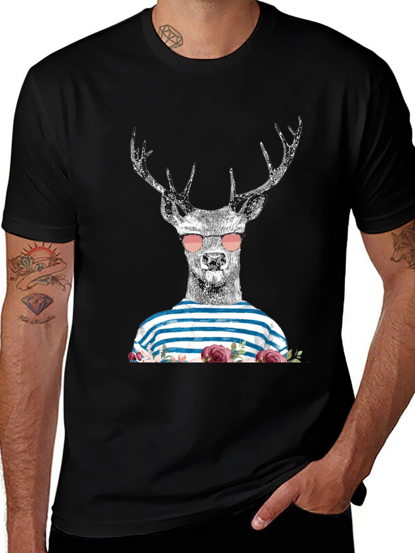 Variant 24 of Deer with Sunglasses Graphic T-Shirt