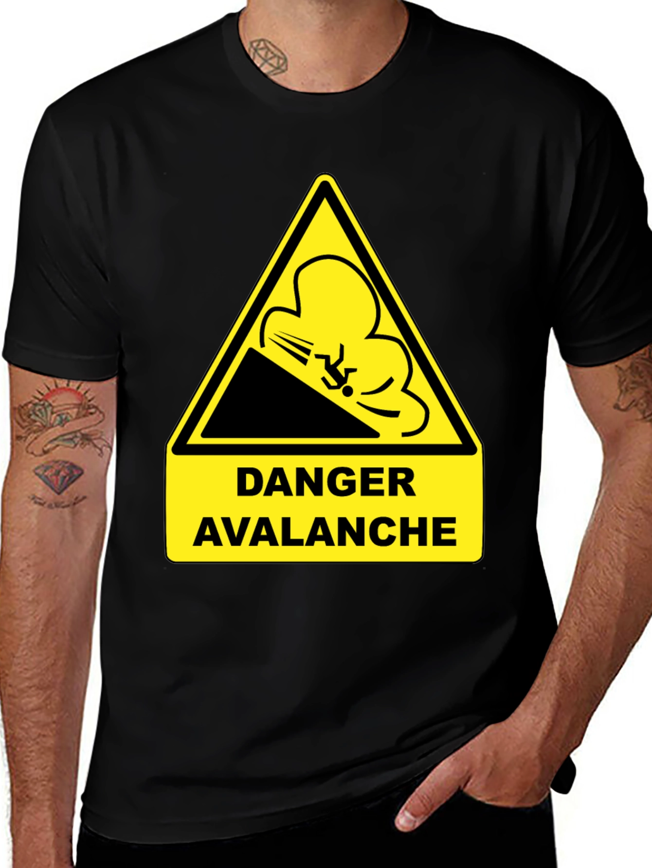 Variant 7 of Danger Avalanche Warning Black T-Shirt