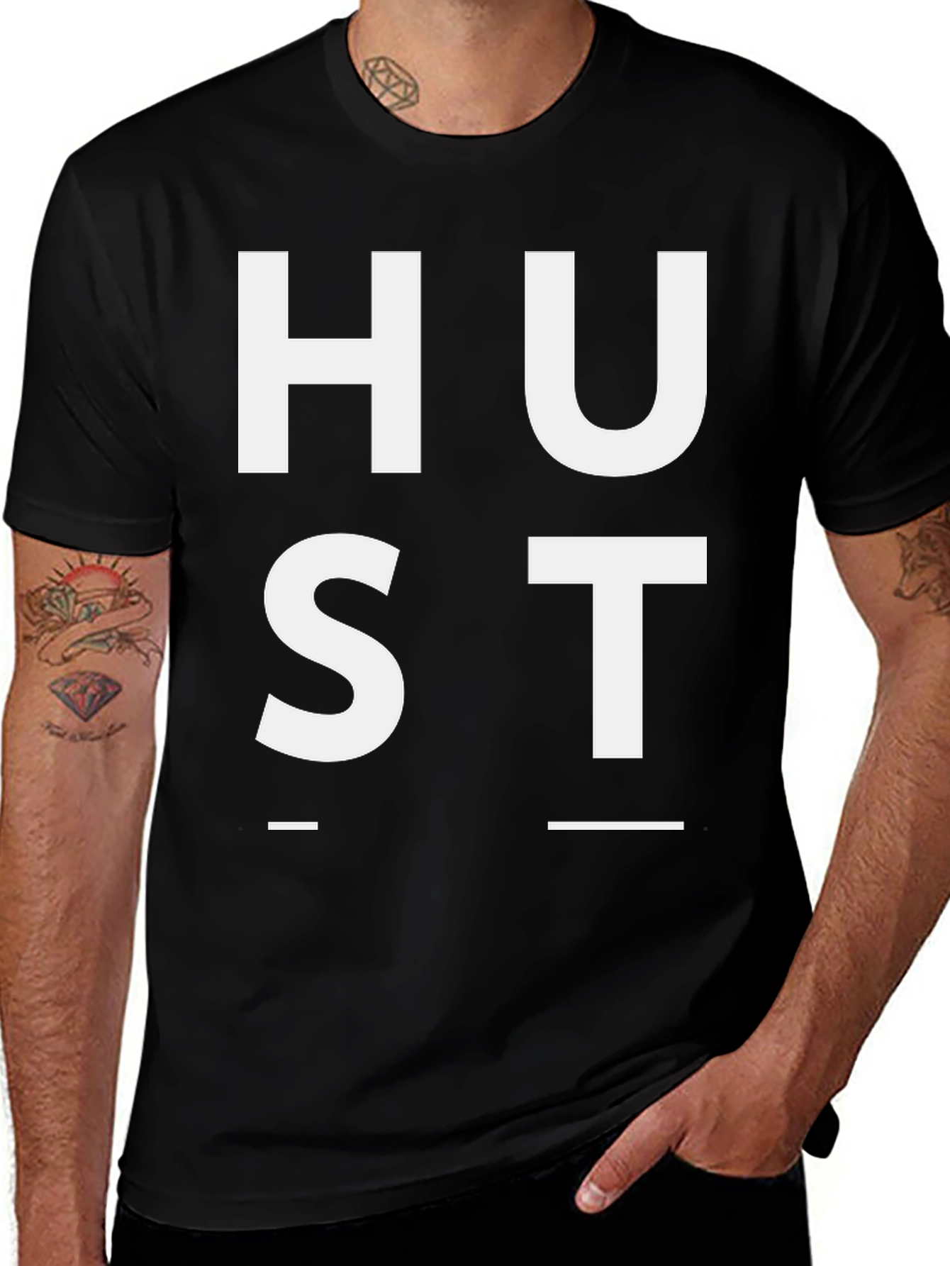 Variant 3 of Hustle Graphic Print Crew Neck T-Shirt