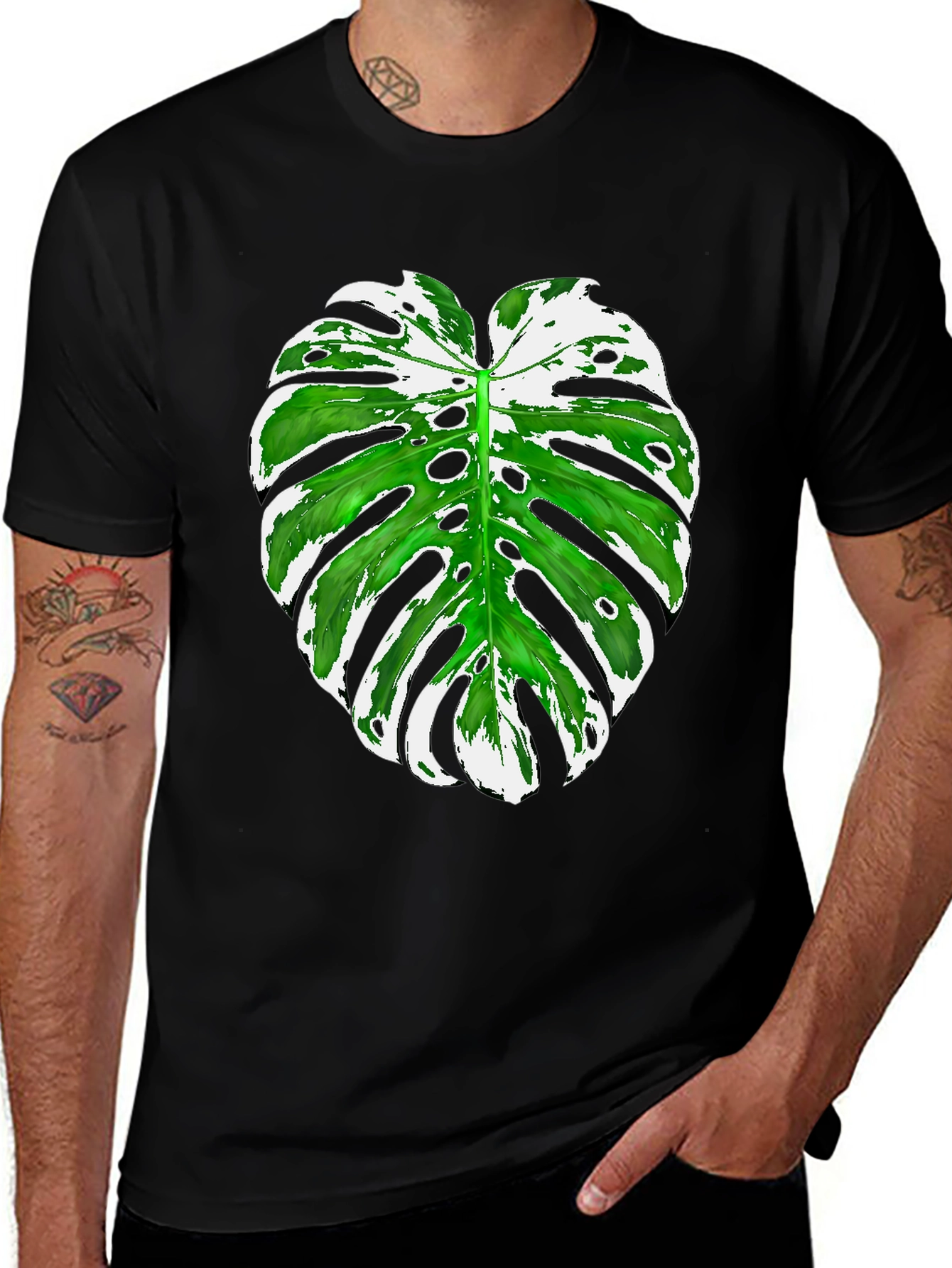 Tropical Monstera Leaf Graphic Tee