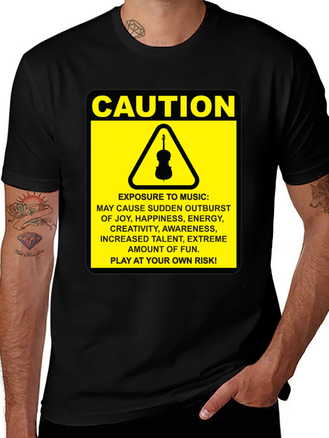 Variant 12 of Caution Music T-Shirt: Play at Your Own Risk
