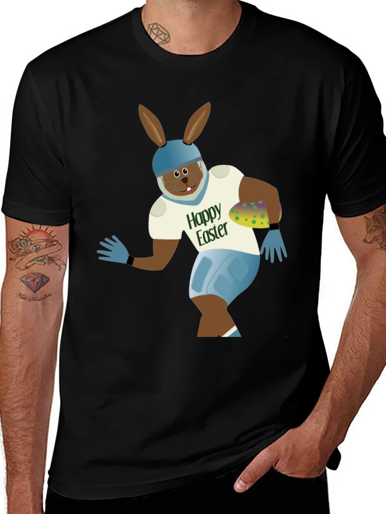 Variant 28 of Happy Easter Football Bunny Graphic T-Shirt