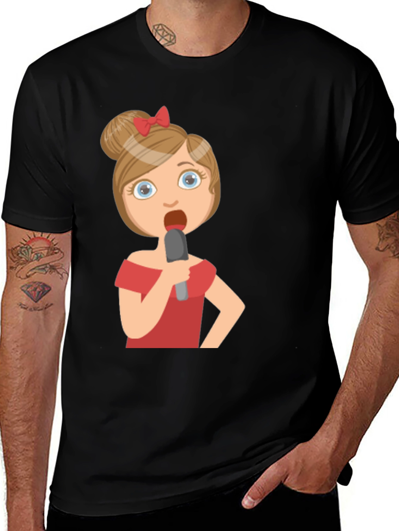 Variant 9 of Singing Girl Graphic Tee - Black Cotton Blend