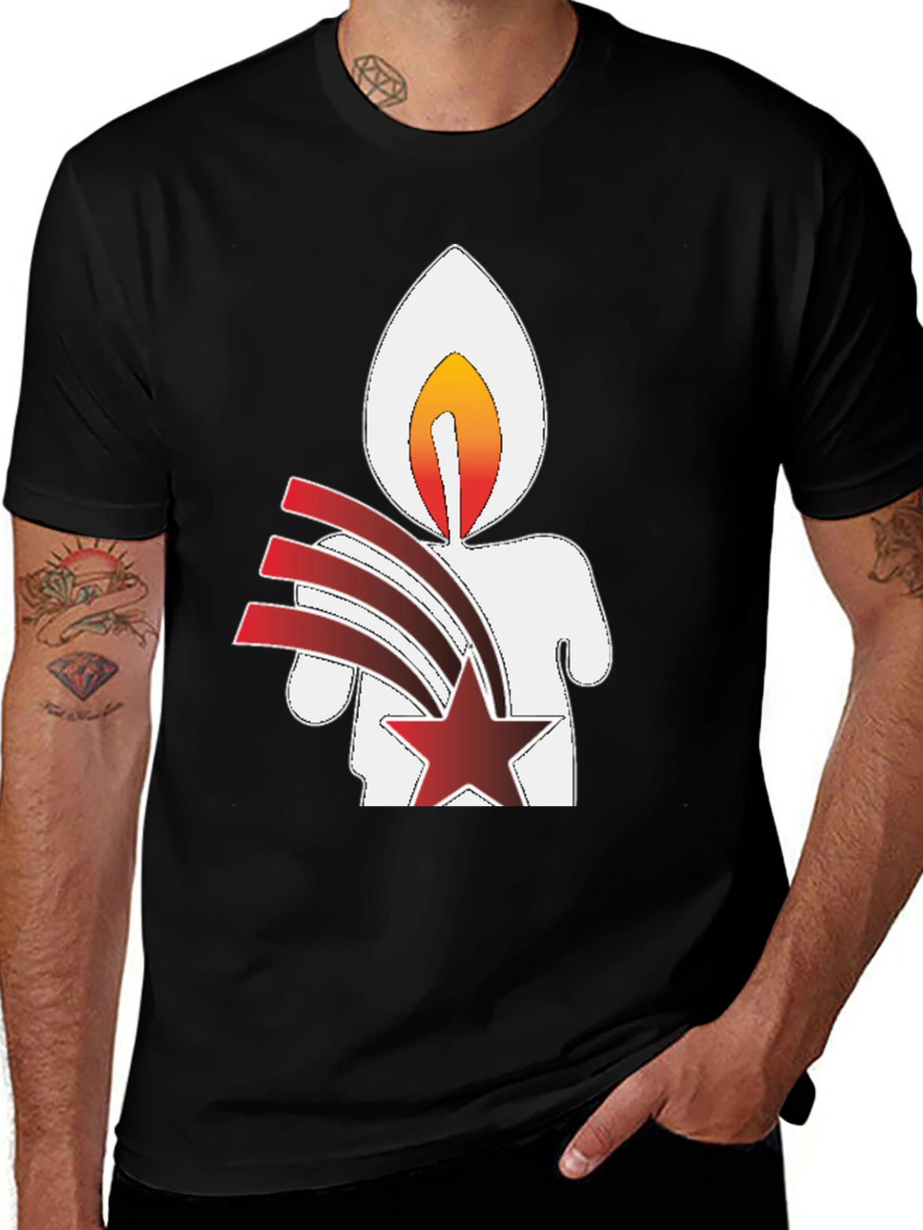 Variant 9 of Candle Star Graphic Tee - Black Unisex T-Shirt