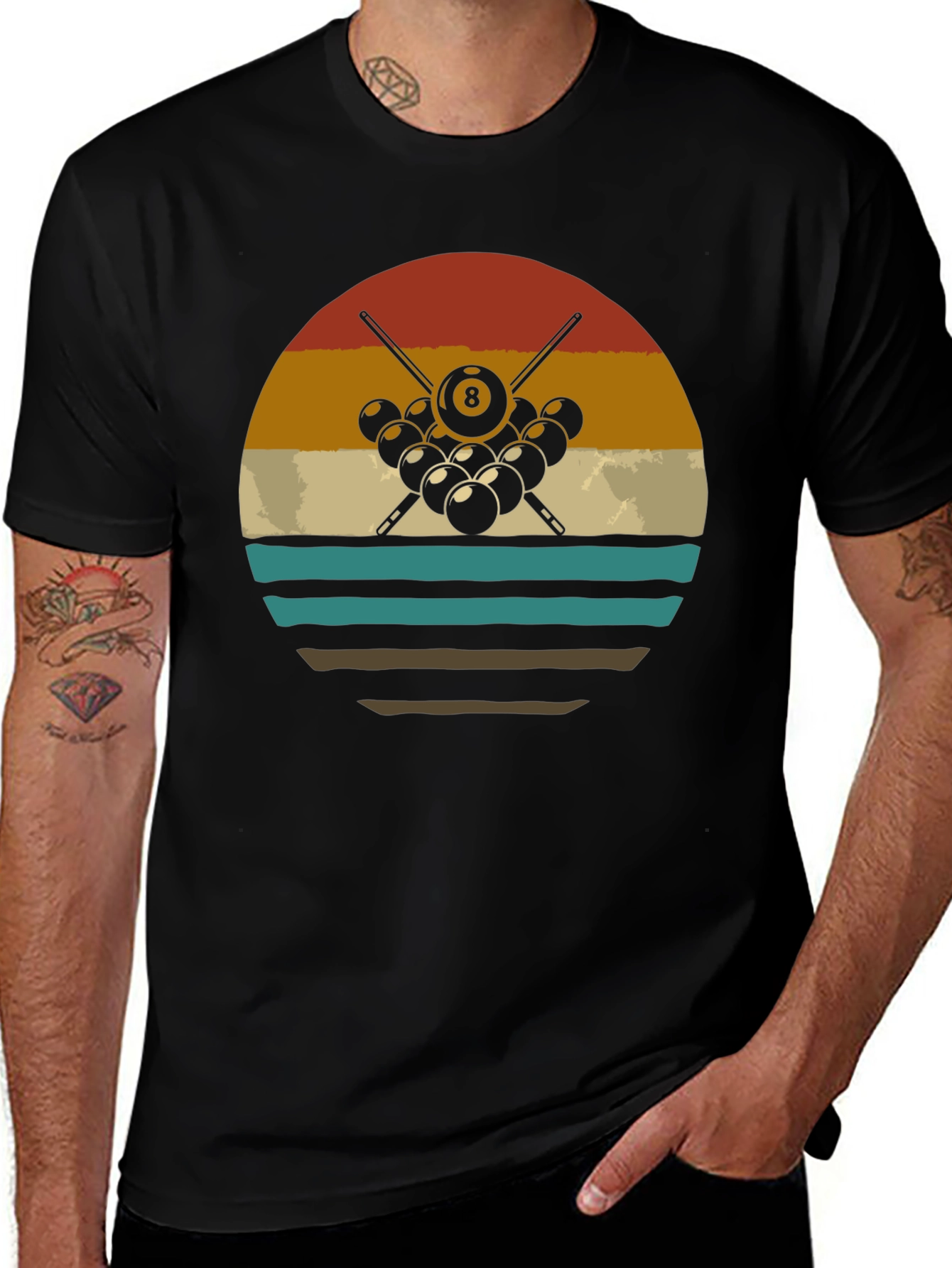 Vintage Billiards T-Shirt - 8 Ball Design