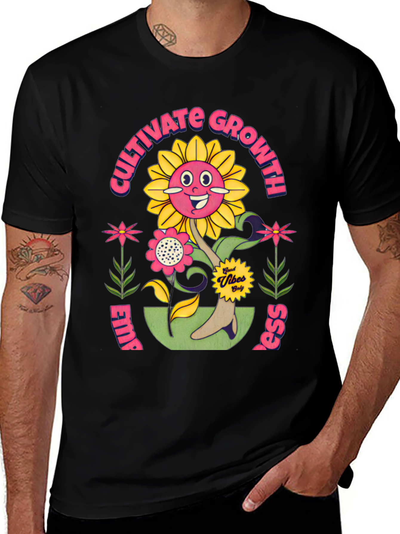Variant 23 of Cultivate Growth Unisex T-Shirt - Sunflower Design