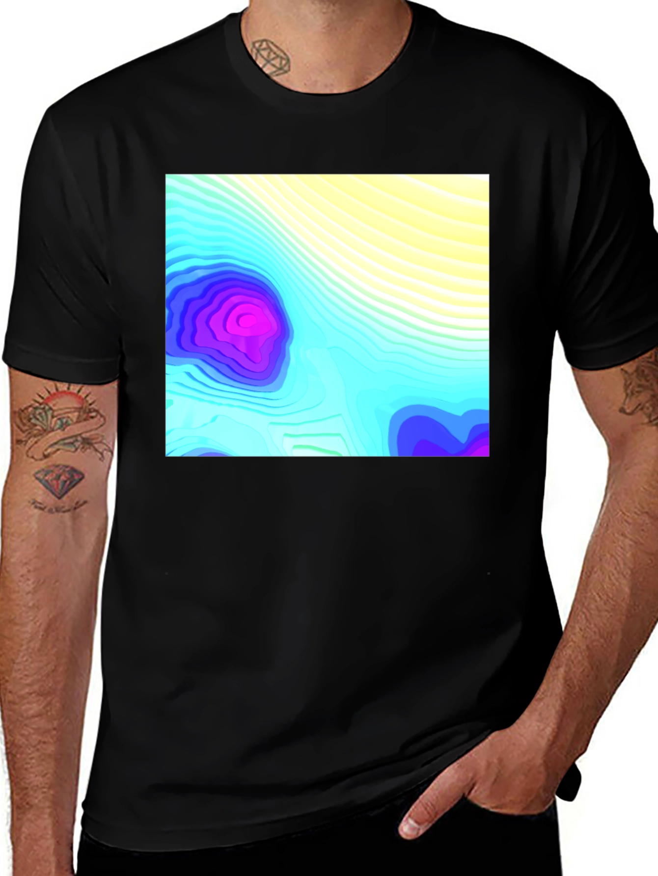 Black Topo Graphic Black T-Shirt main image