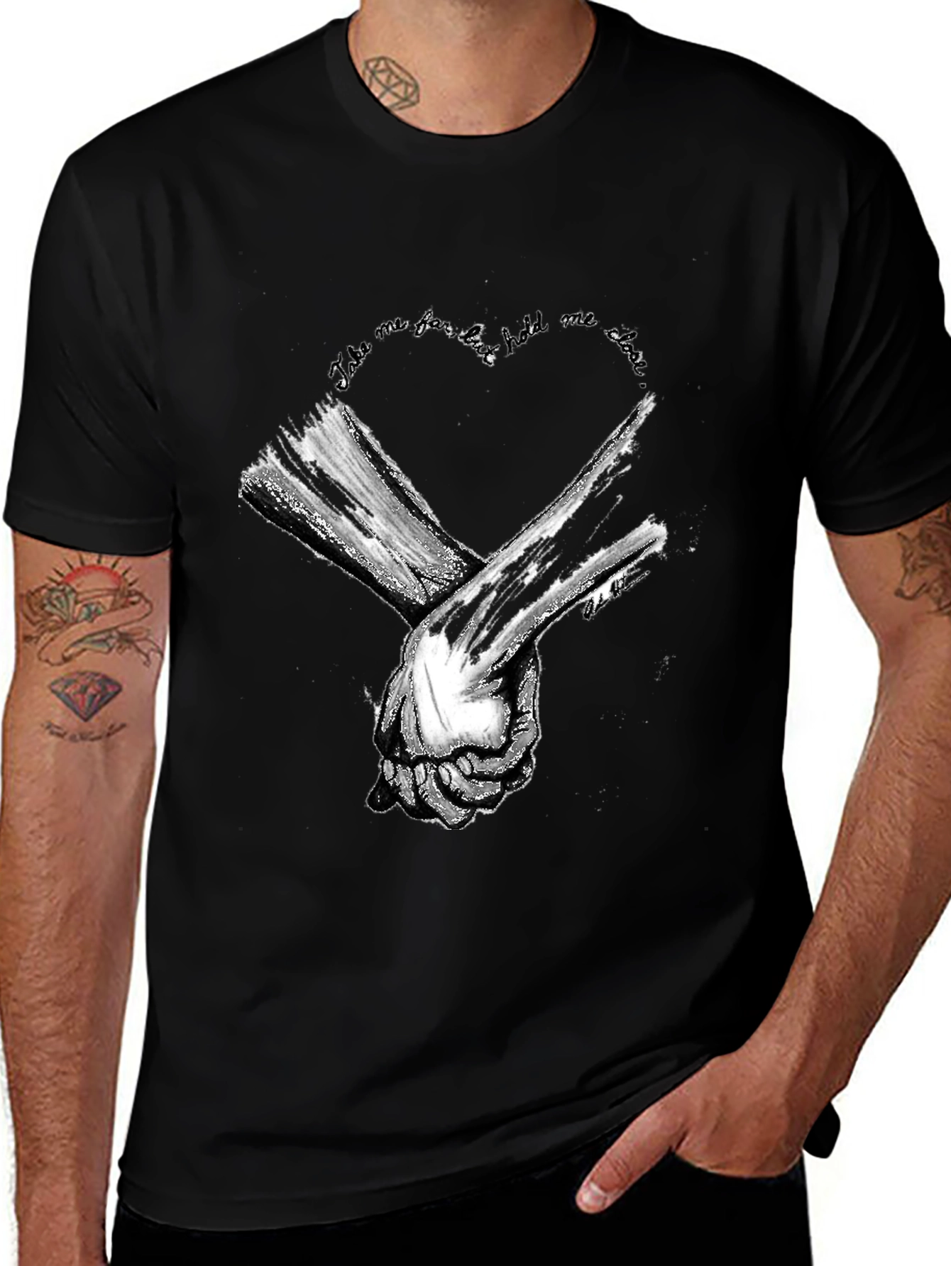 Variant 22 of Love in Hand Graphic Tee - Unisex Black Cotton Shirt