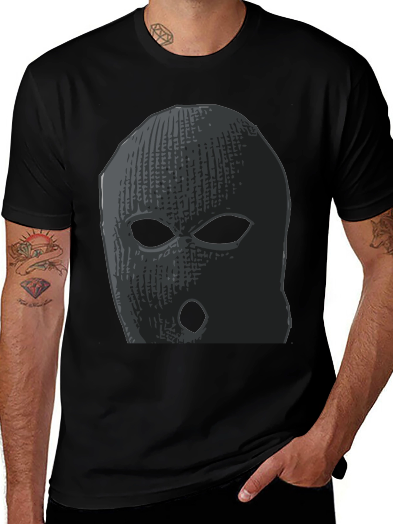 Variant 30 of Ski Mask Graphic Tee - Black Cotton Comfort