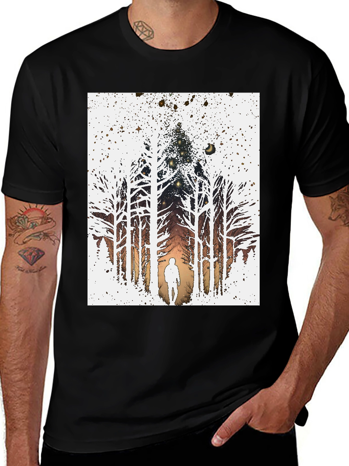 Variant 18 of Eerie Forest T-Shirt - Silhouette in the Woods