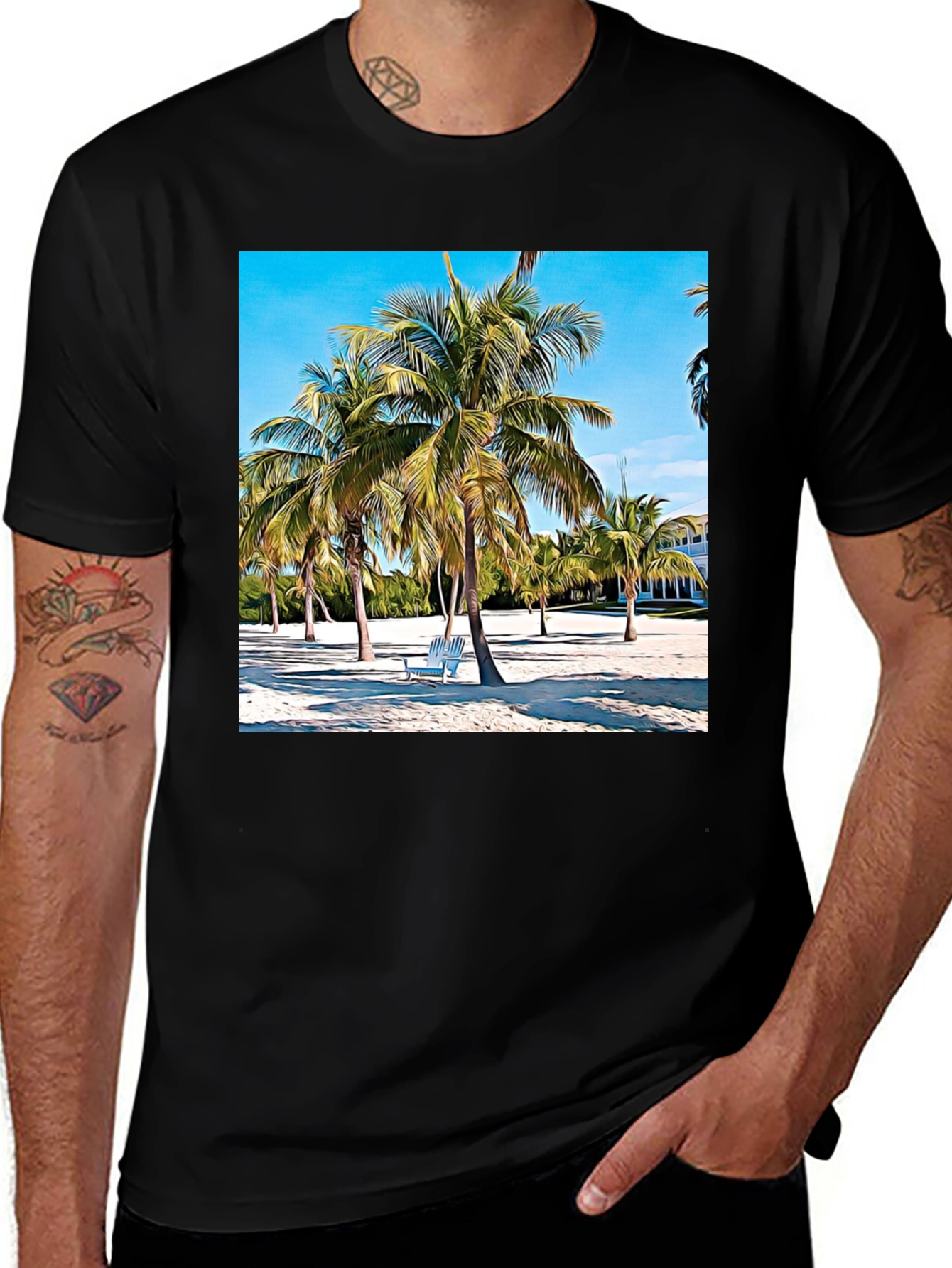 Variant 6 of Tropical Beach Palm Tree Graphic T-Shirt
