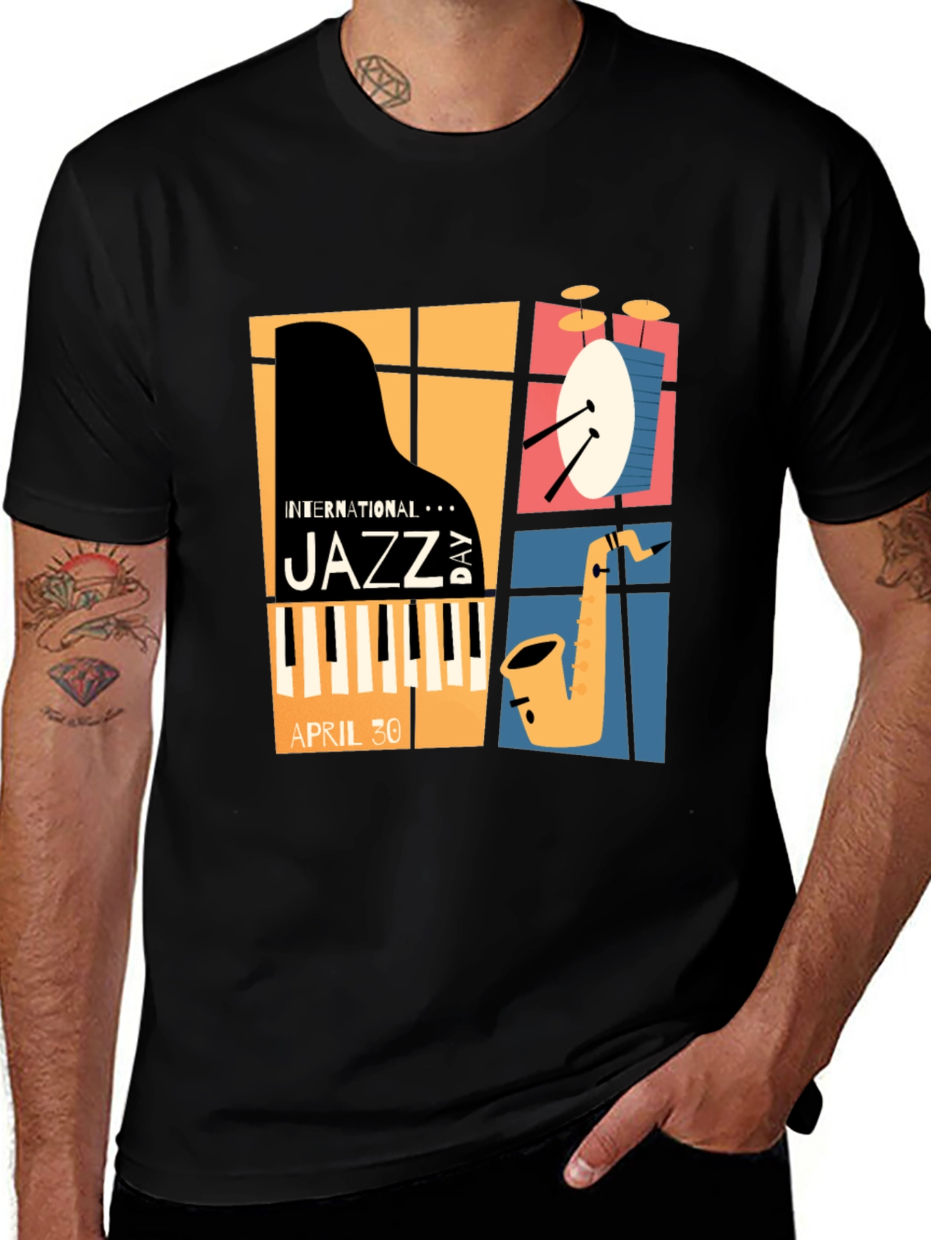Black International Jazz Day Graphic T-Shirt main image