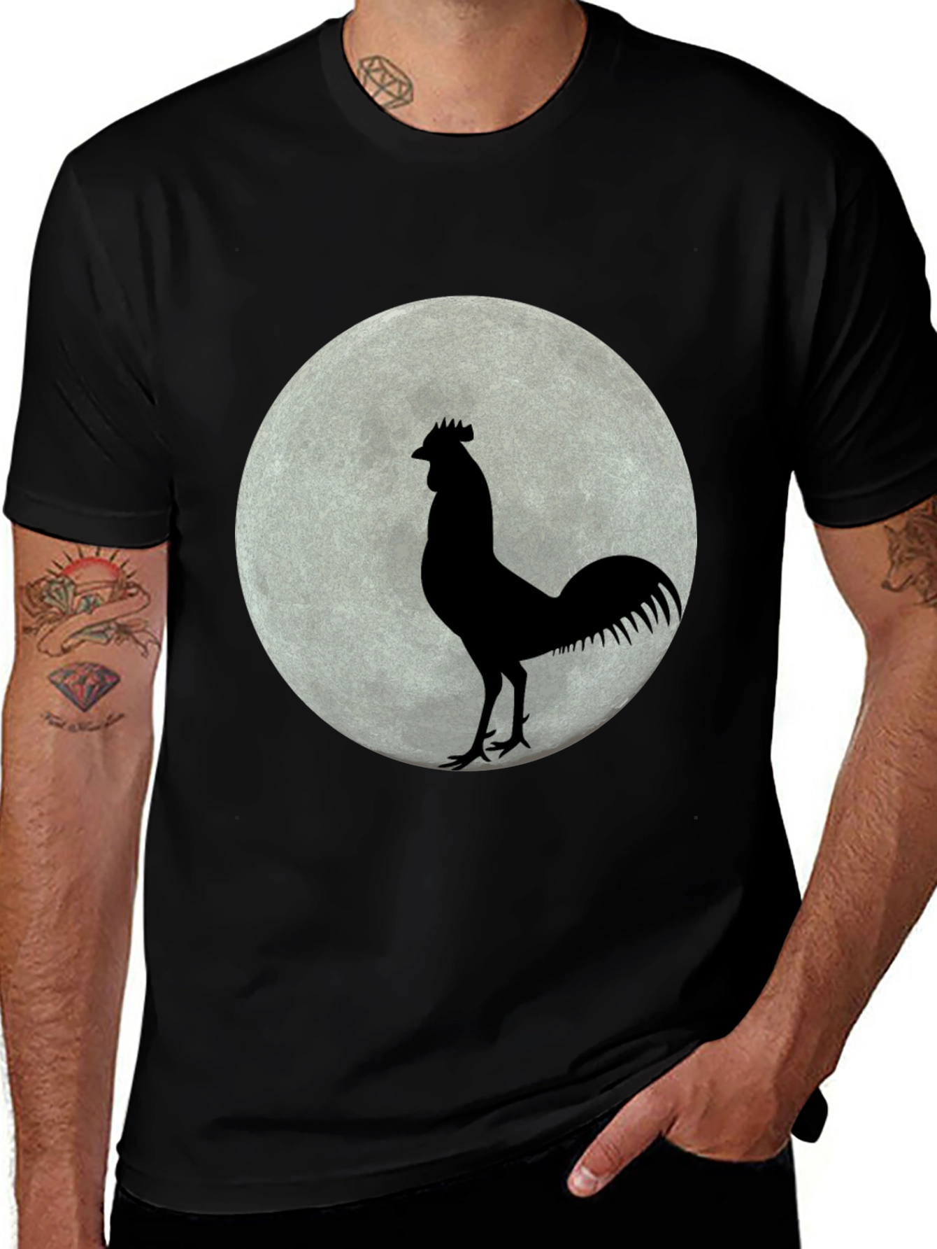 Variant 15 of Rooster Moon Graphic T-Shirt - Black