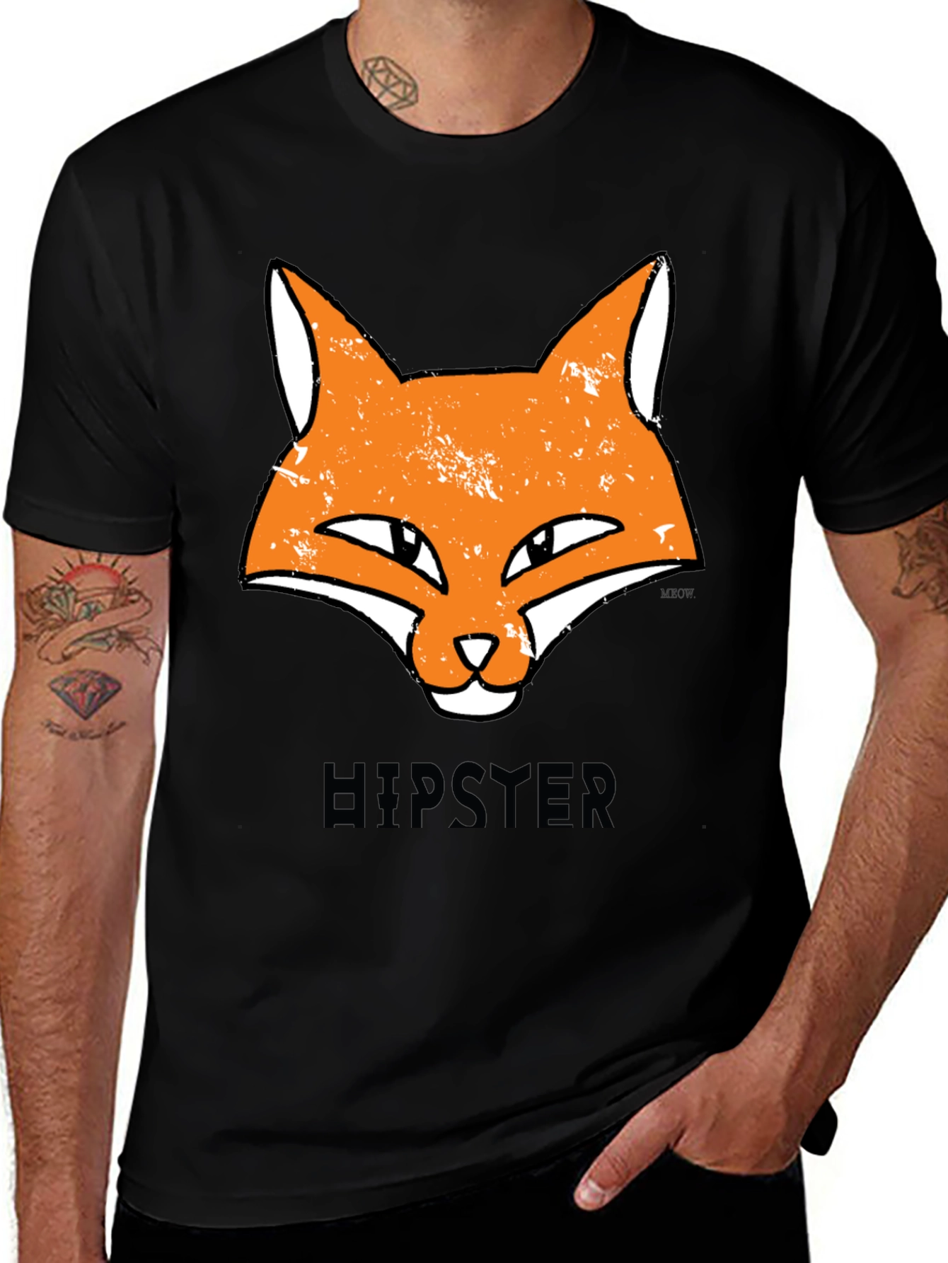 Variant 7 of Hipster Fox Graphic Tee - Unisex Black T-Shirt
