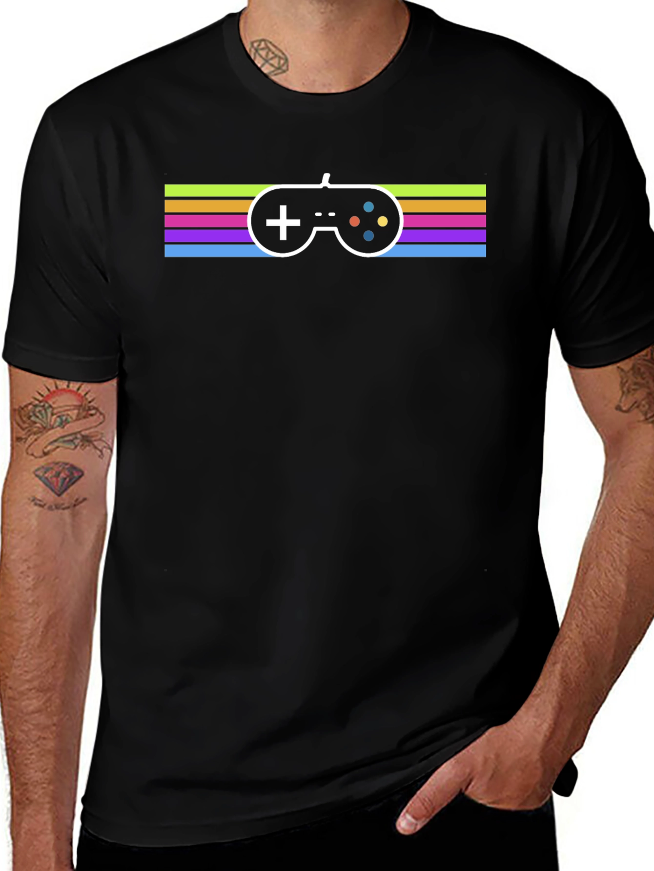 Variant 14 of Retro Gaming T-Shirt - Colorful Controller Design
