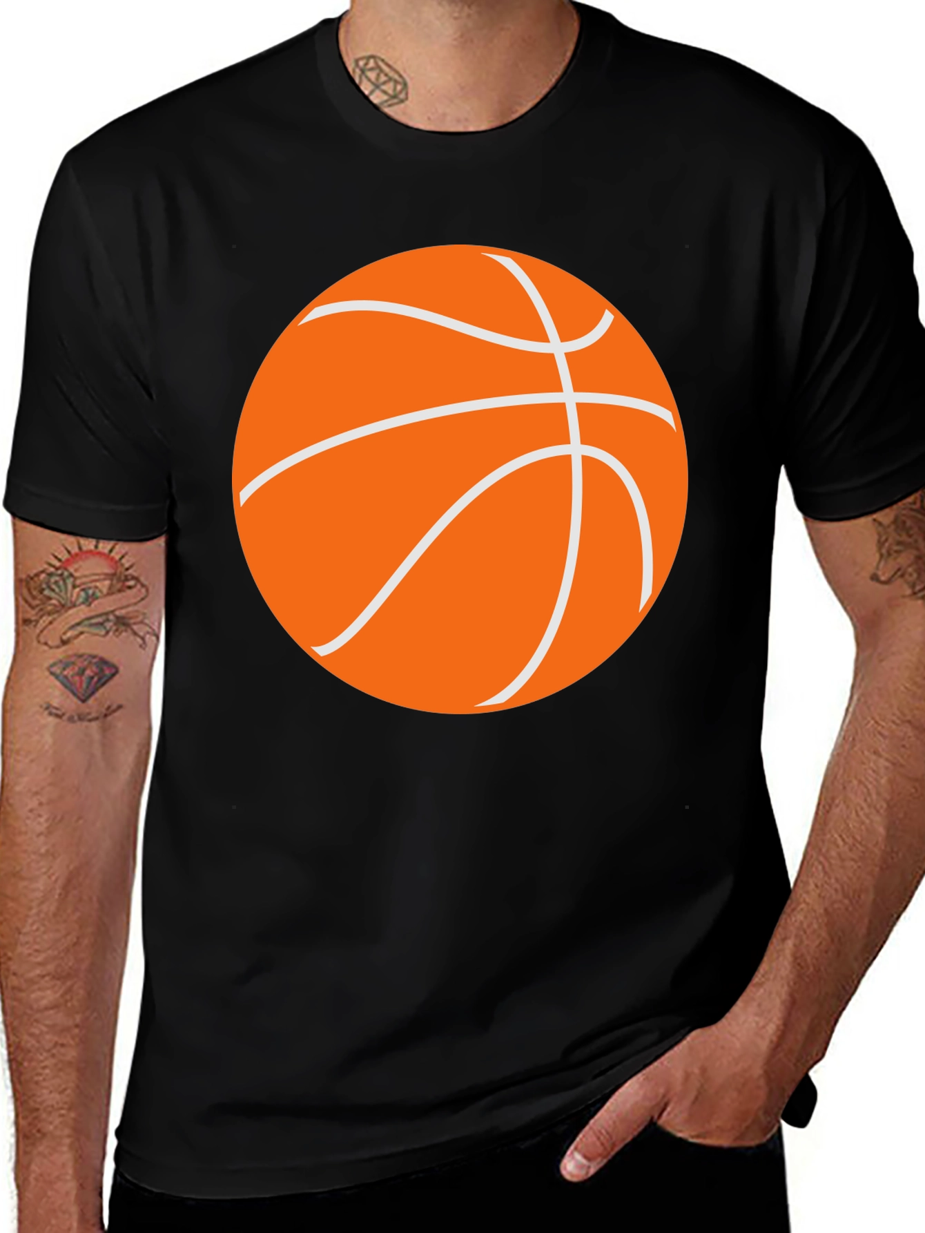 Variant 7 of Basketball Graphic Tee - Black Cotton T-Shirt