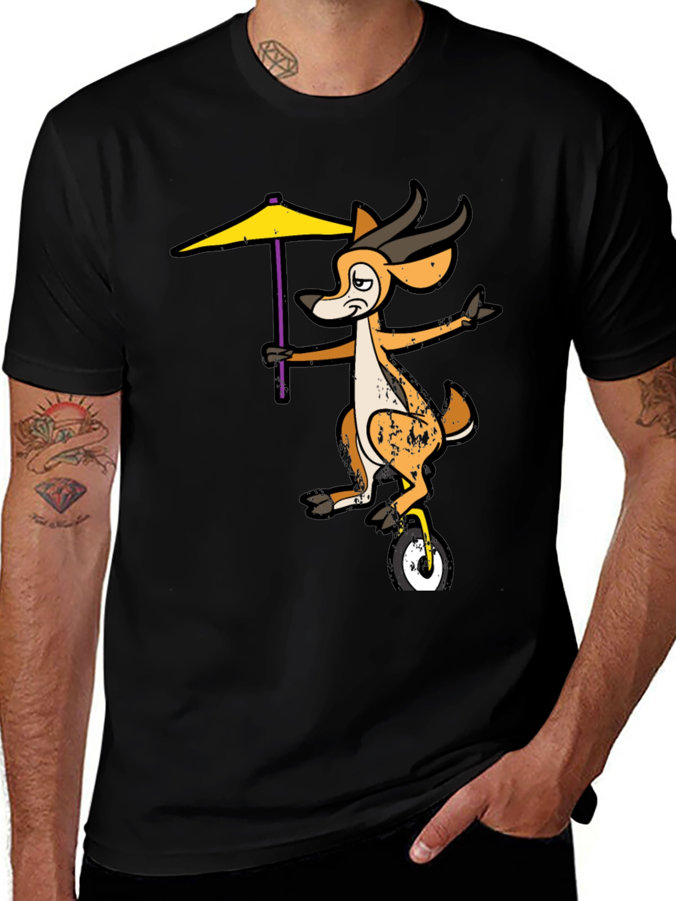 Variant 8 of Funny Deer Unicycle Graphic Tee