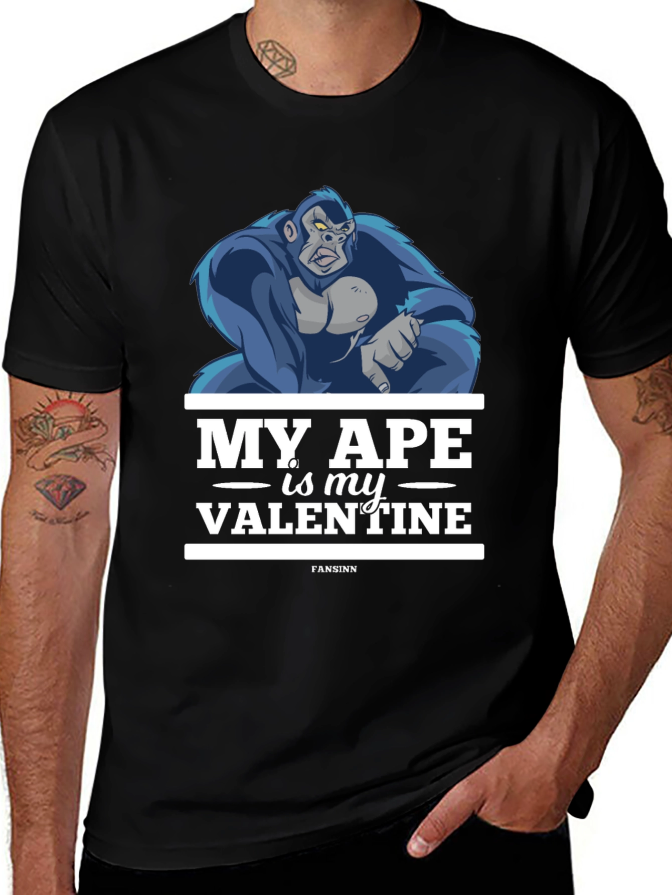 Variant 3 of My Ape is My Valentine Funny Gorilla Graphic T-Shirt