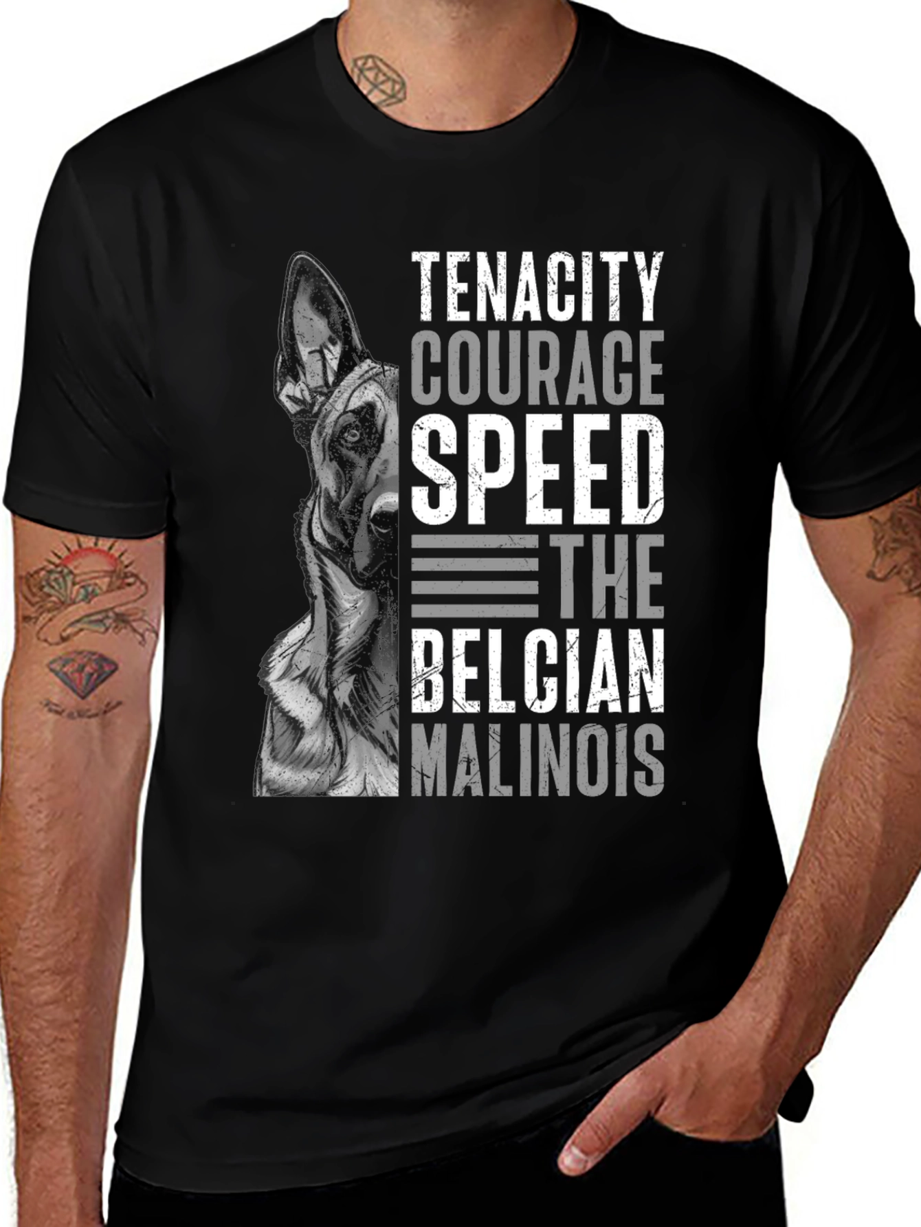 Belgian Malinois Dog T-Shirt - Tenacity Courage Speed