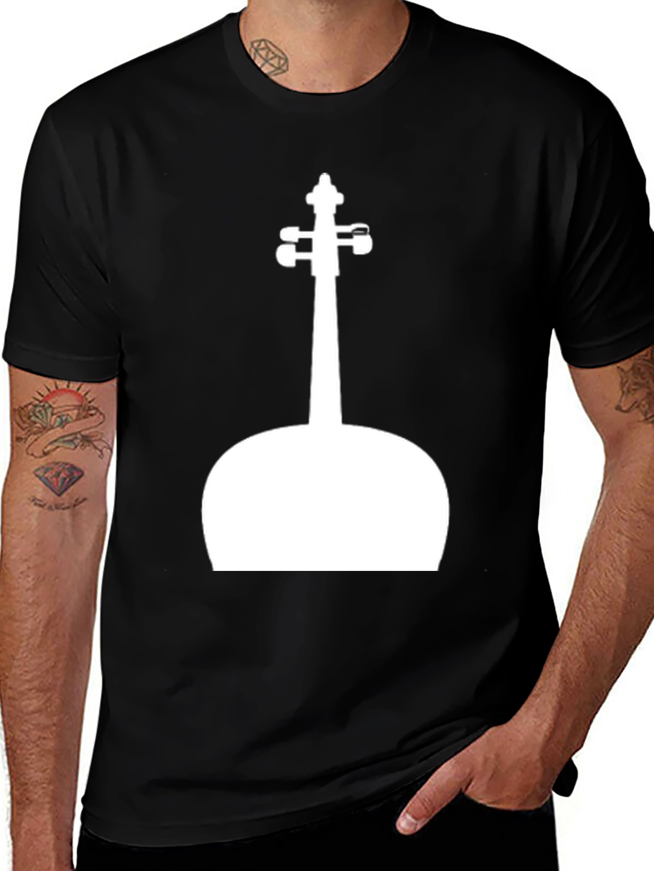 Variant 25 of Violin Silhouette Graphic Black Tee
