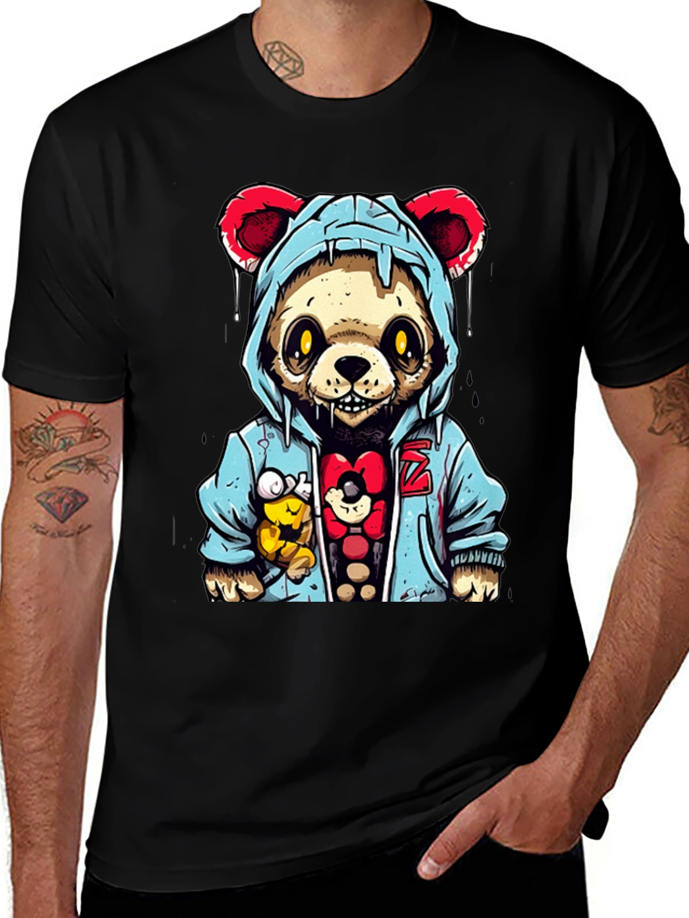 Urban Zombie Teddy Bear Graphic T-Shirt
