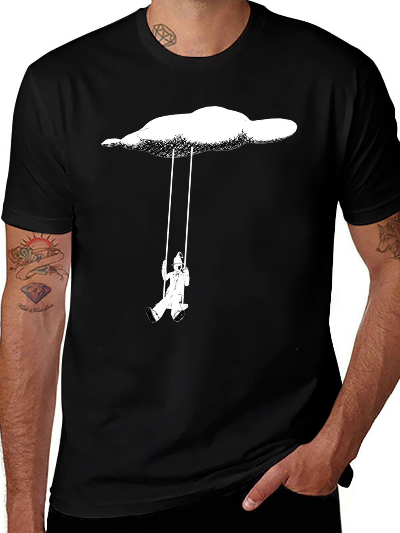 Variant 2 of Cloud Swing Black T-Shirt