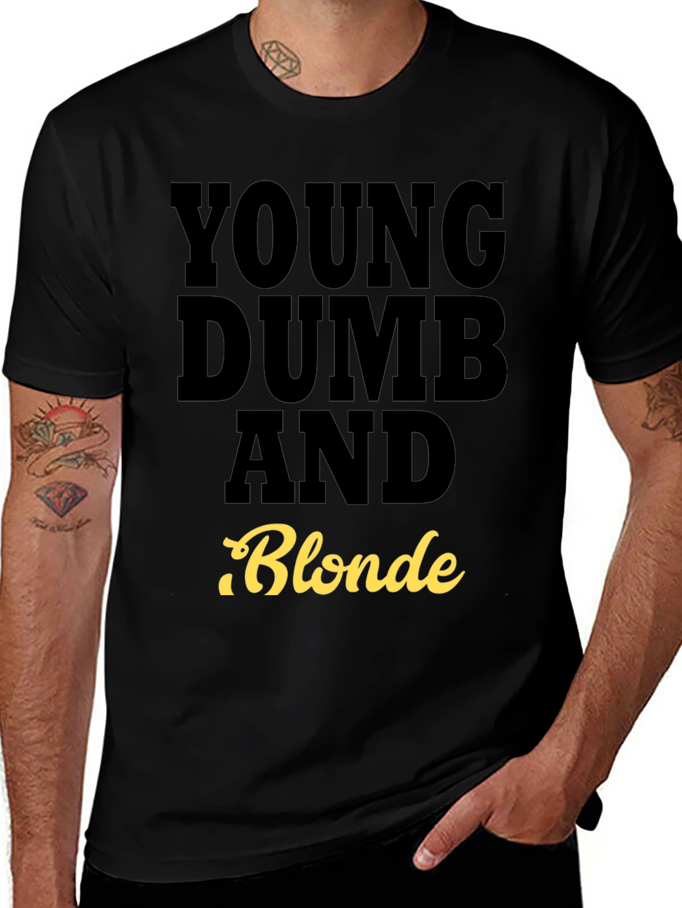 Variant 24 of Young, Dumb, and Blonde T-Shirt - Slogan Tee