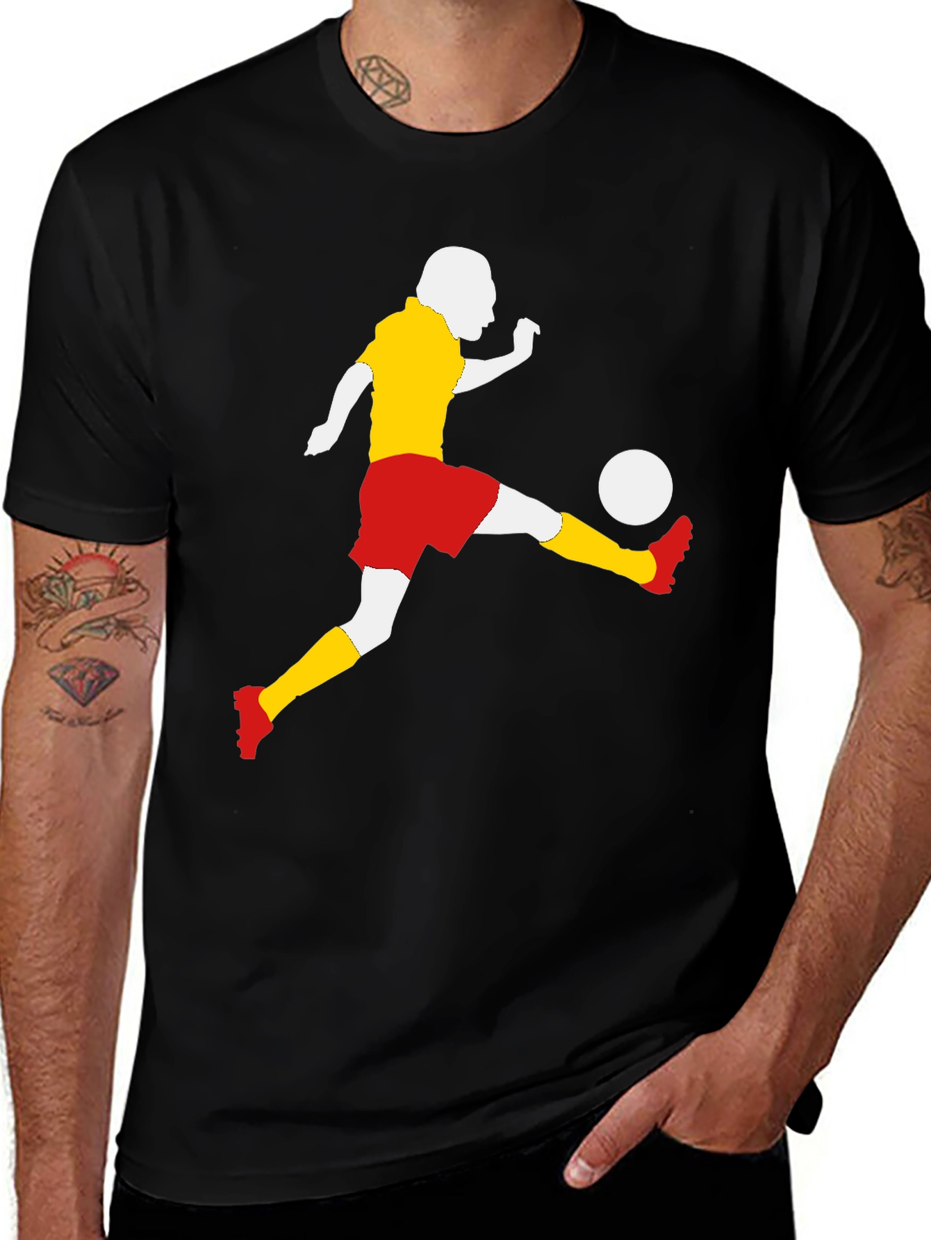Variant 10 of Soccer Silhouette Graphic Tee - Sporty Men's Black T-Shirt