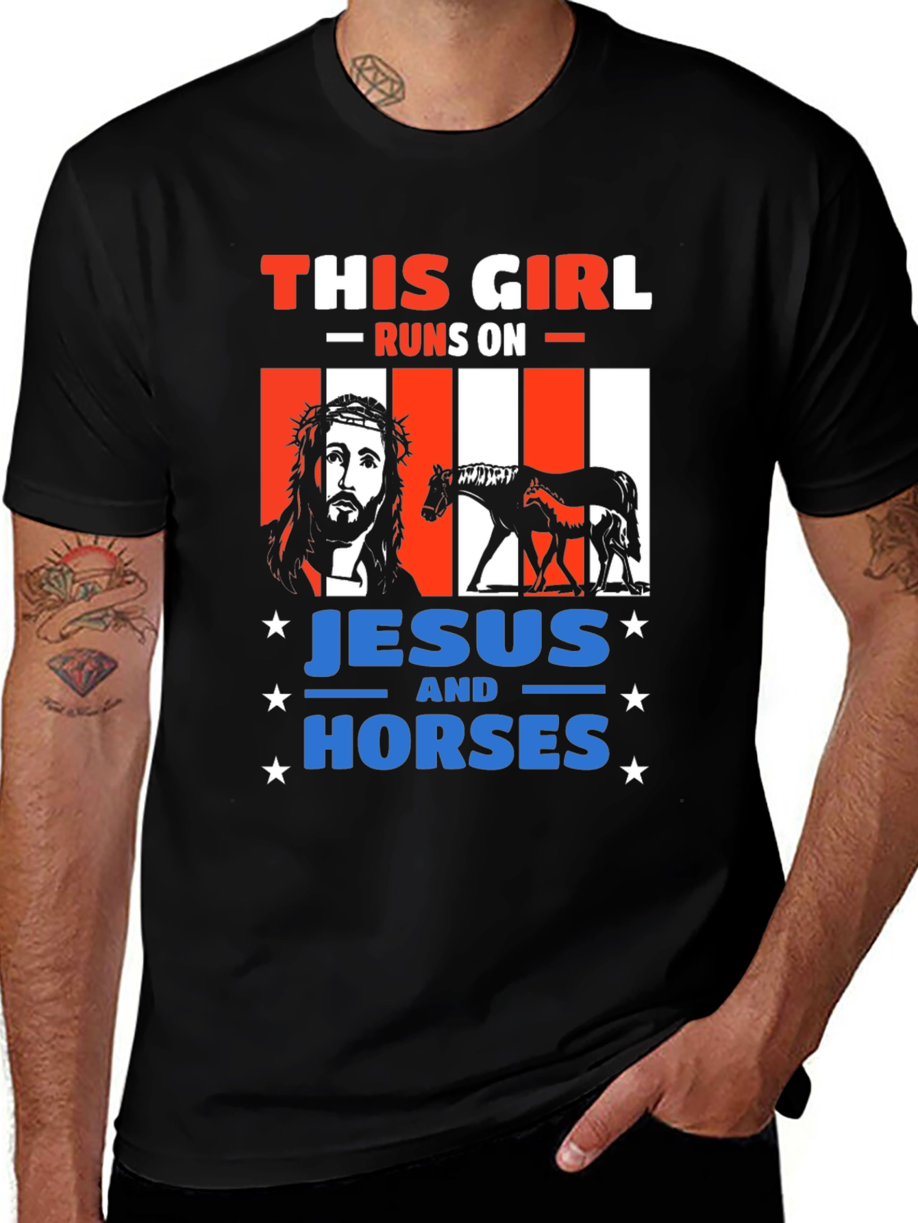 Variant 22 of This Girl Runs On Jesus and Horses T-Shirt