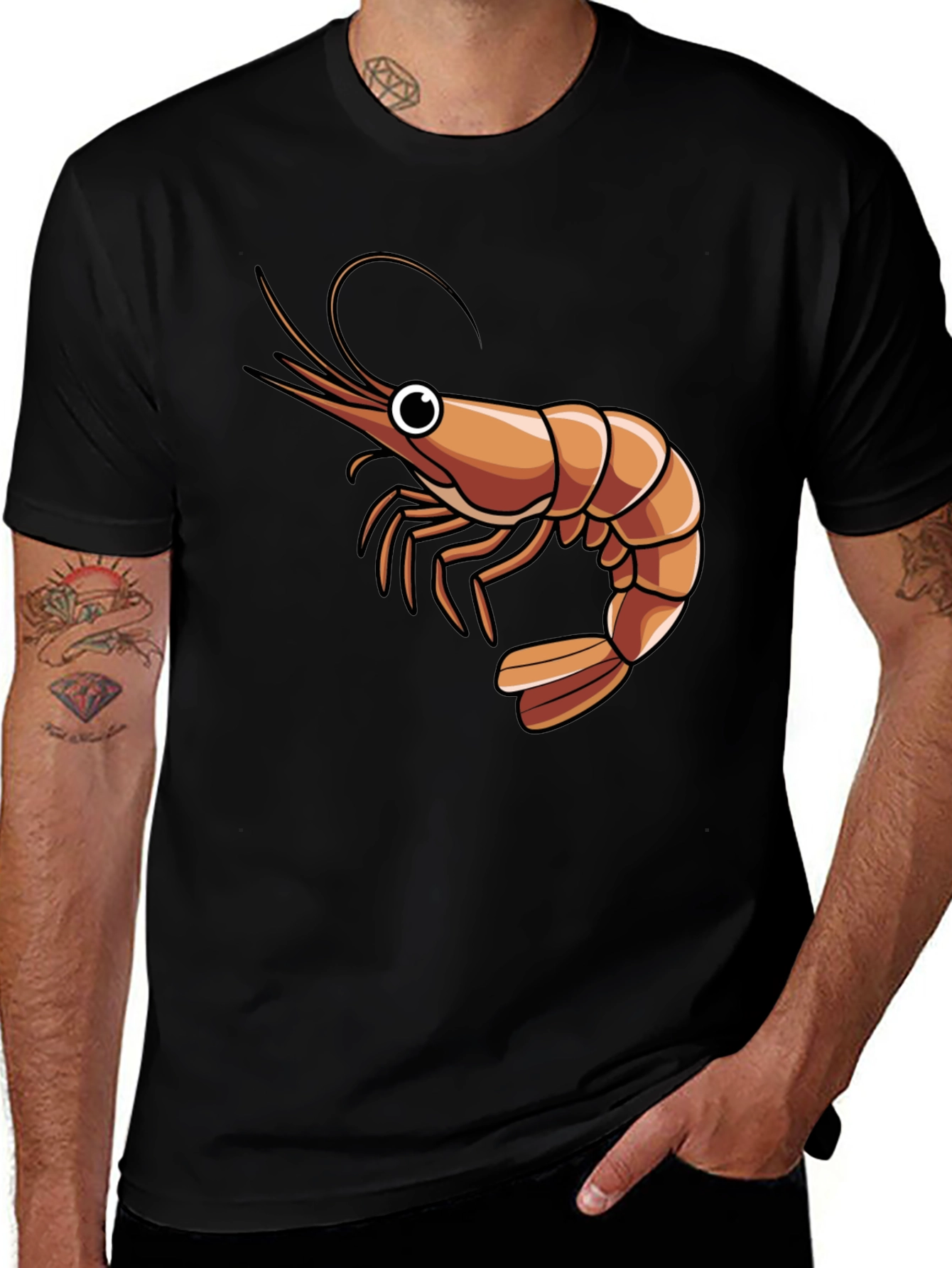 Variant 10 of Shrimp Graphic Tee - Casual Black T-Shirt