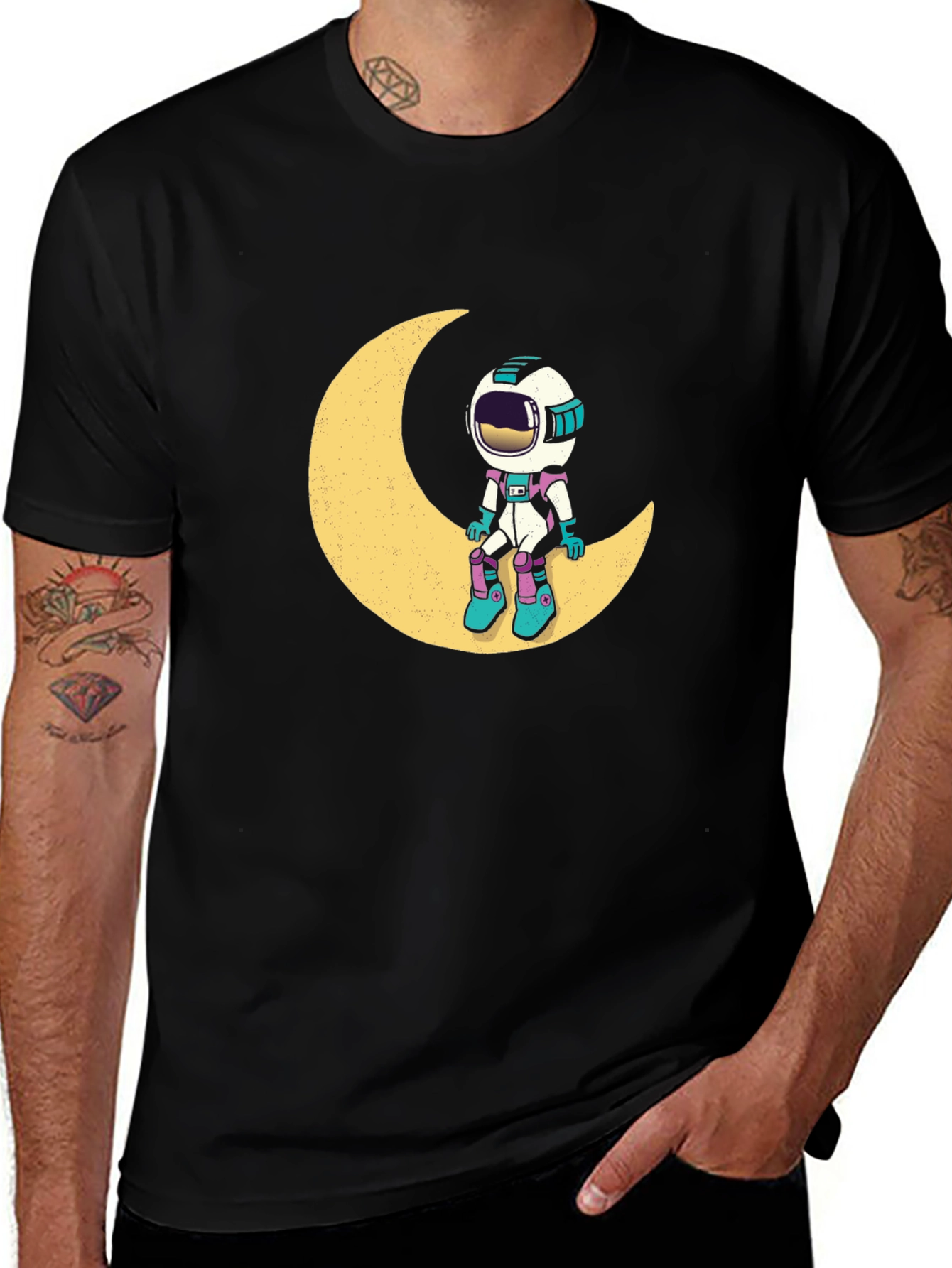 Variant 3 of Astronaut Moon Black T-Shirt