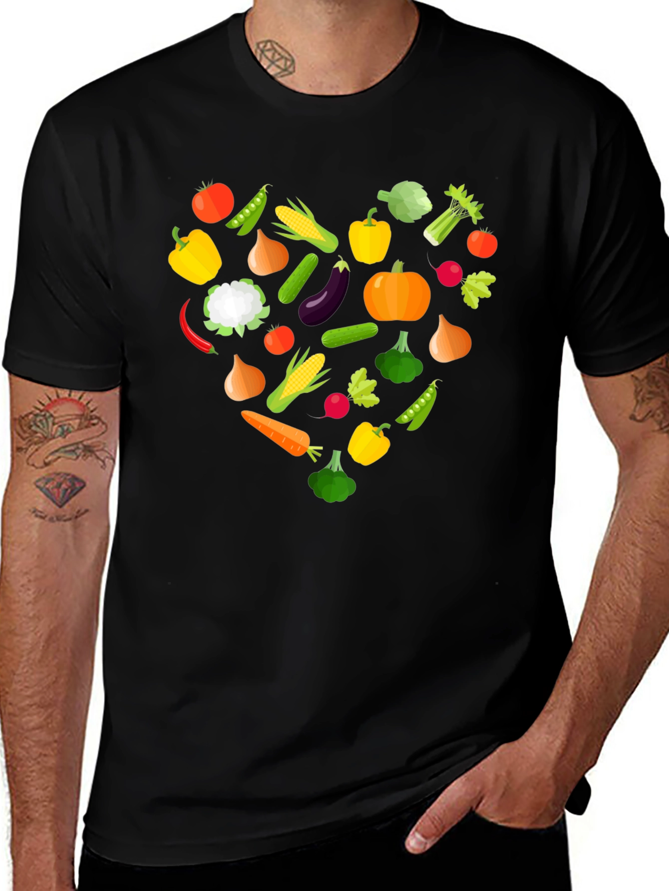 Variant 24 of Vegan Heart T-Shirt - Eat Your Vegetables!