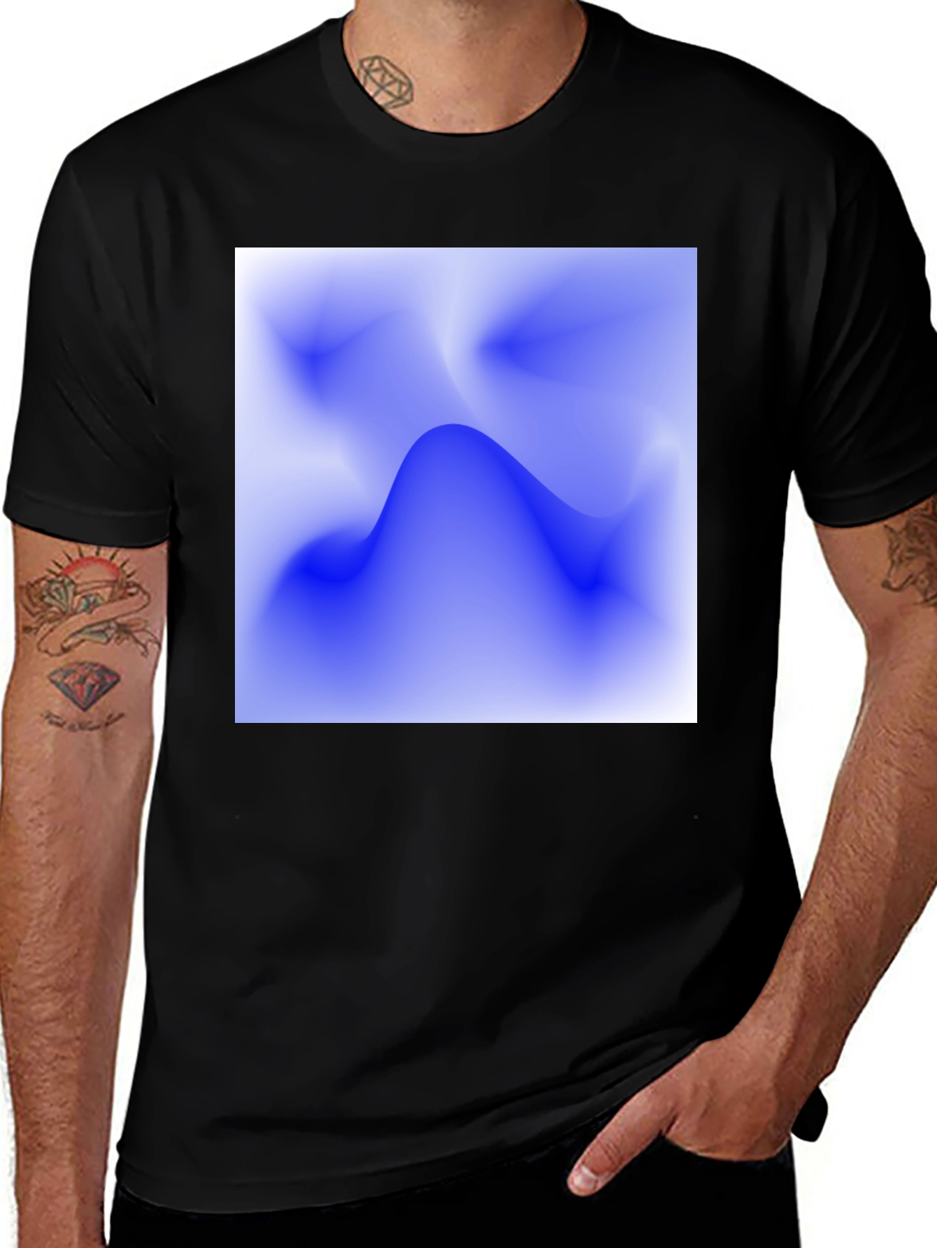 Variant 14 of Abstract Blue Wave Graphic Tee - Modern Casual Style