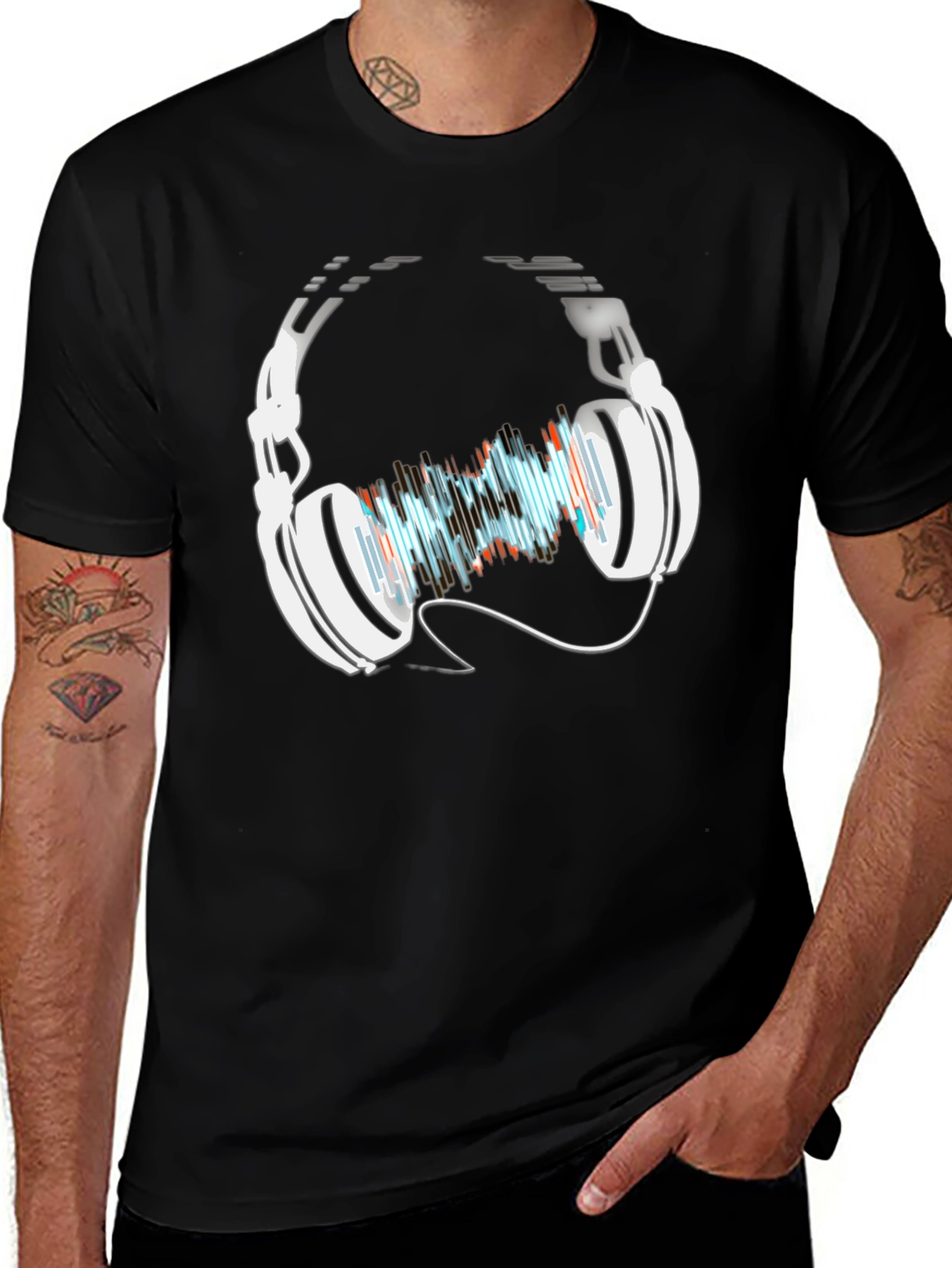 Variant 20 of Headphones & Sound Wave Graphic T-Shirt