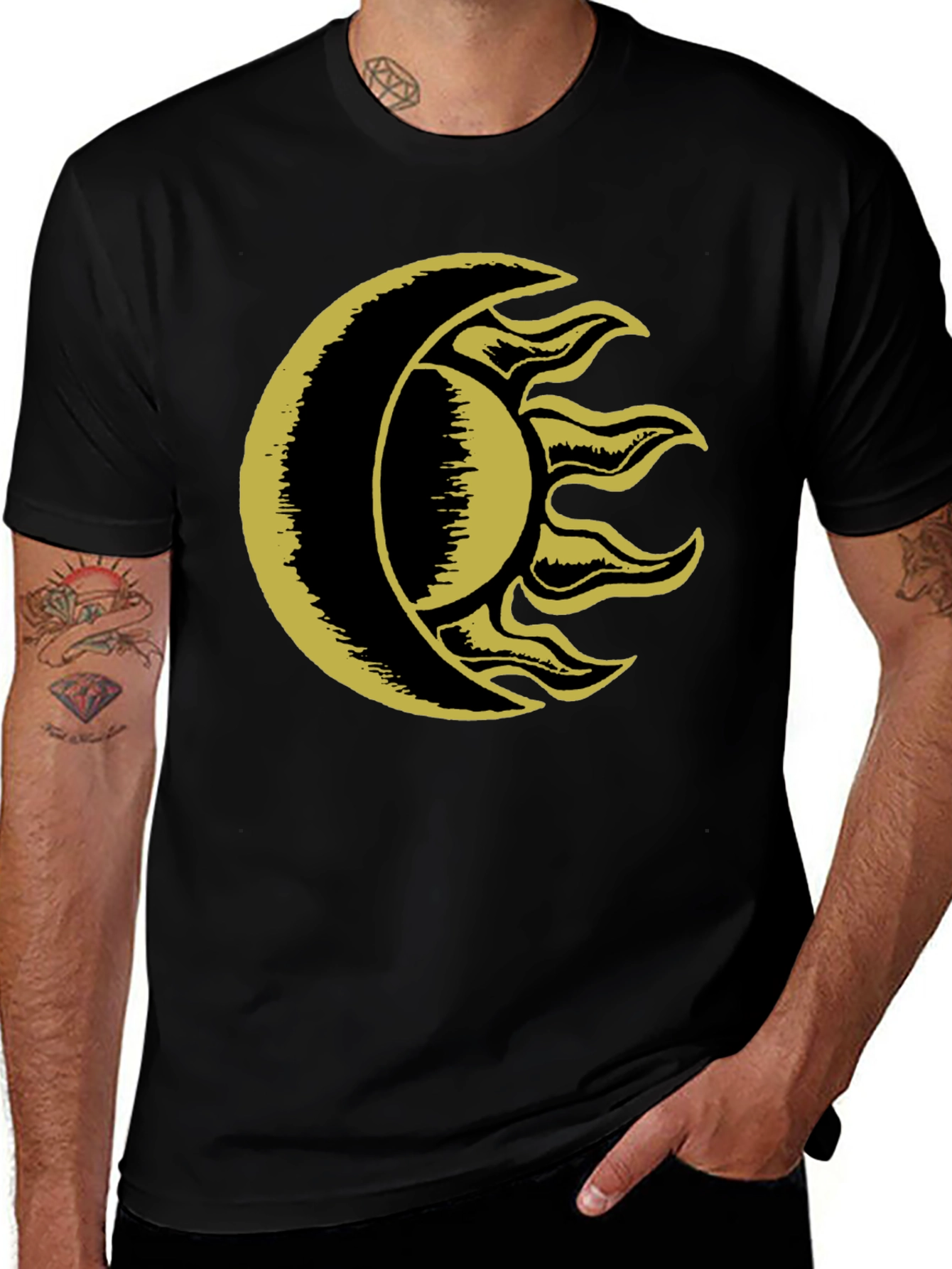 Variant 21 of Sun & Moon Graphic Tee - Black