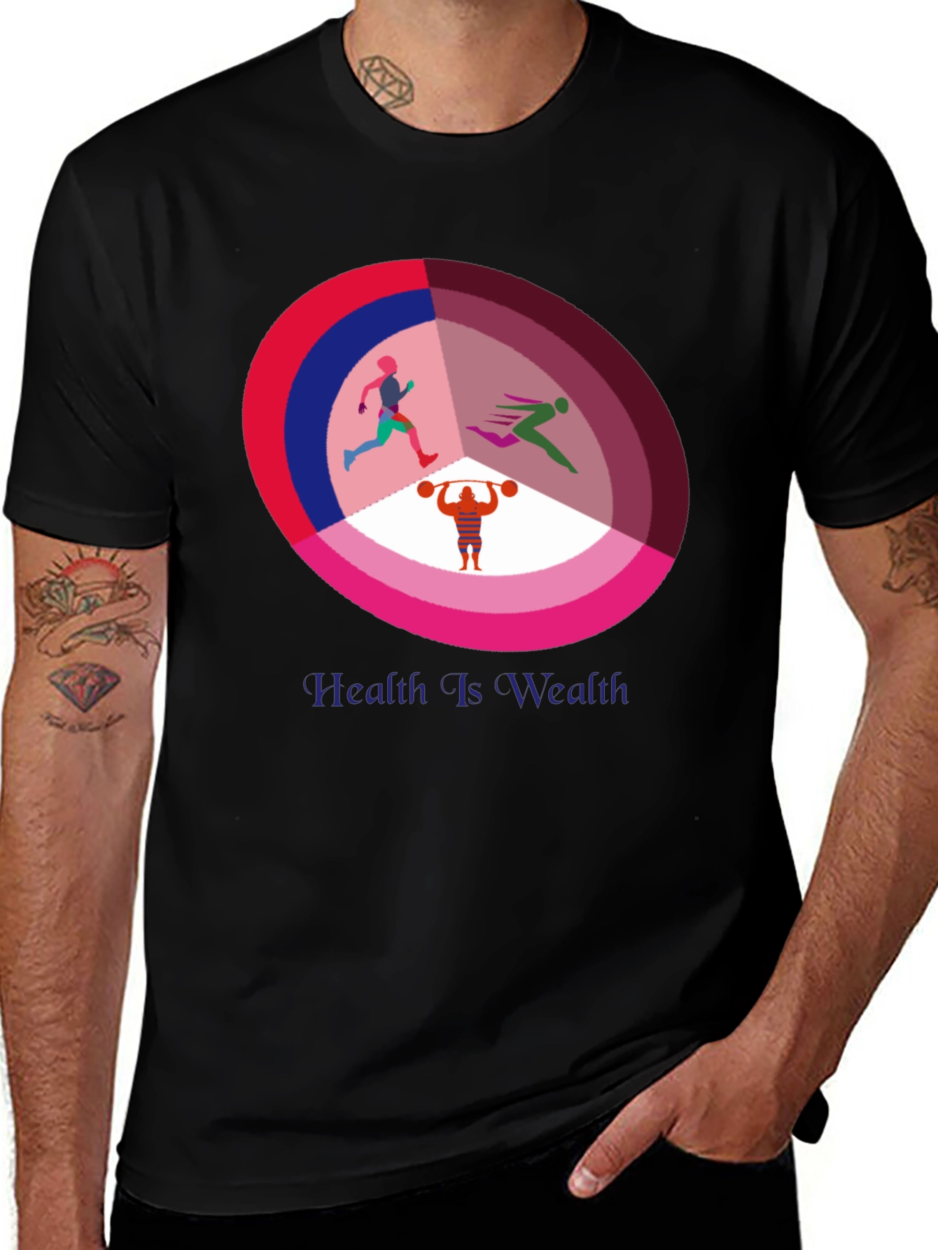 Health is Wealth Graphic Tee - Fitness T-Shirt