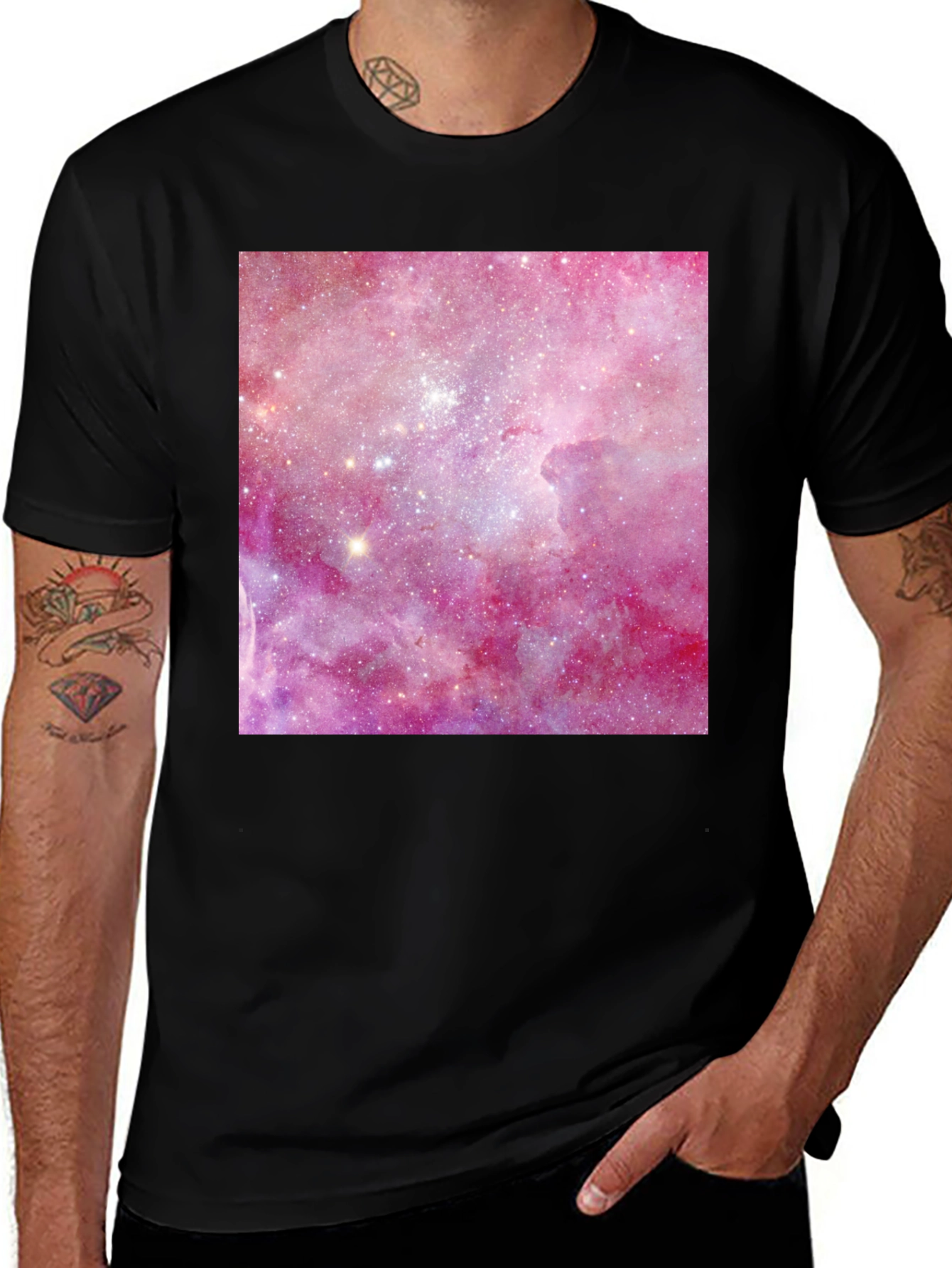 Variant 29 of Galaxy Print Black T-Shirt - Stylish & Unique!