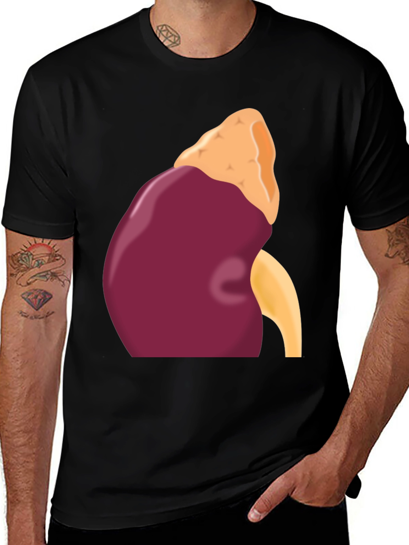 Variant 16 of Kidney Graphic Black T-Shirt