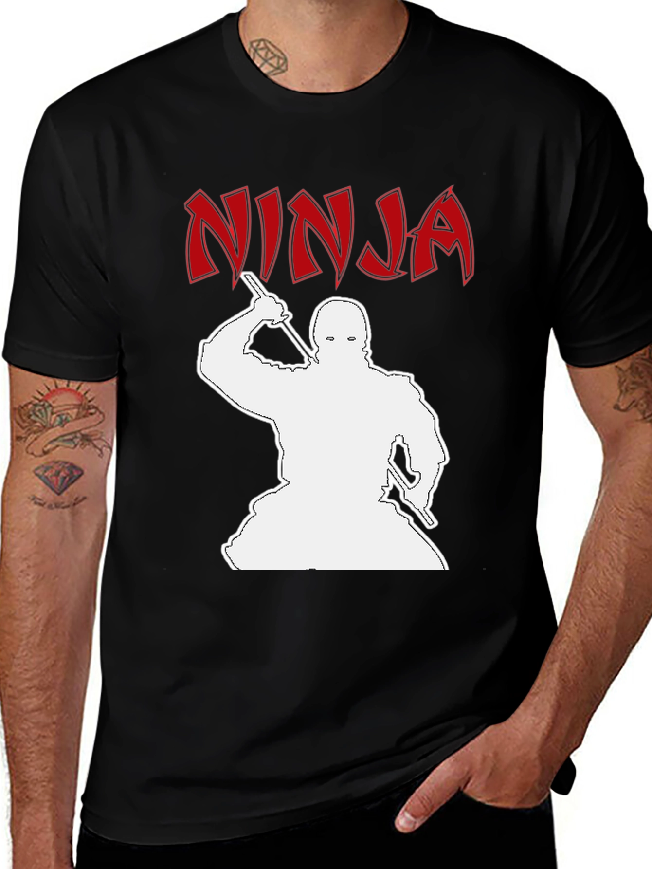 Variant 14 of Ninja Warrior Graphic Print Tee - Black