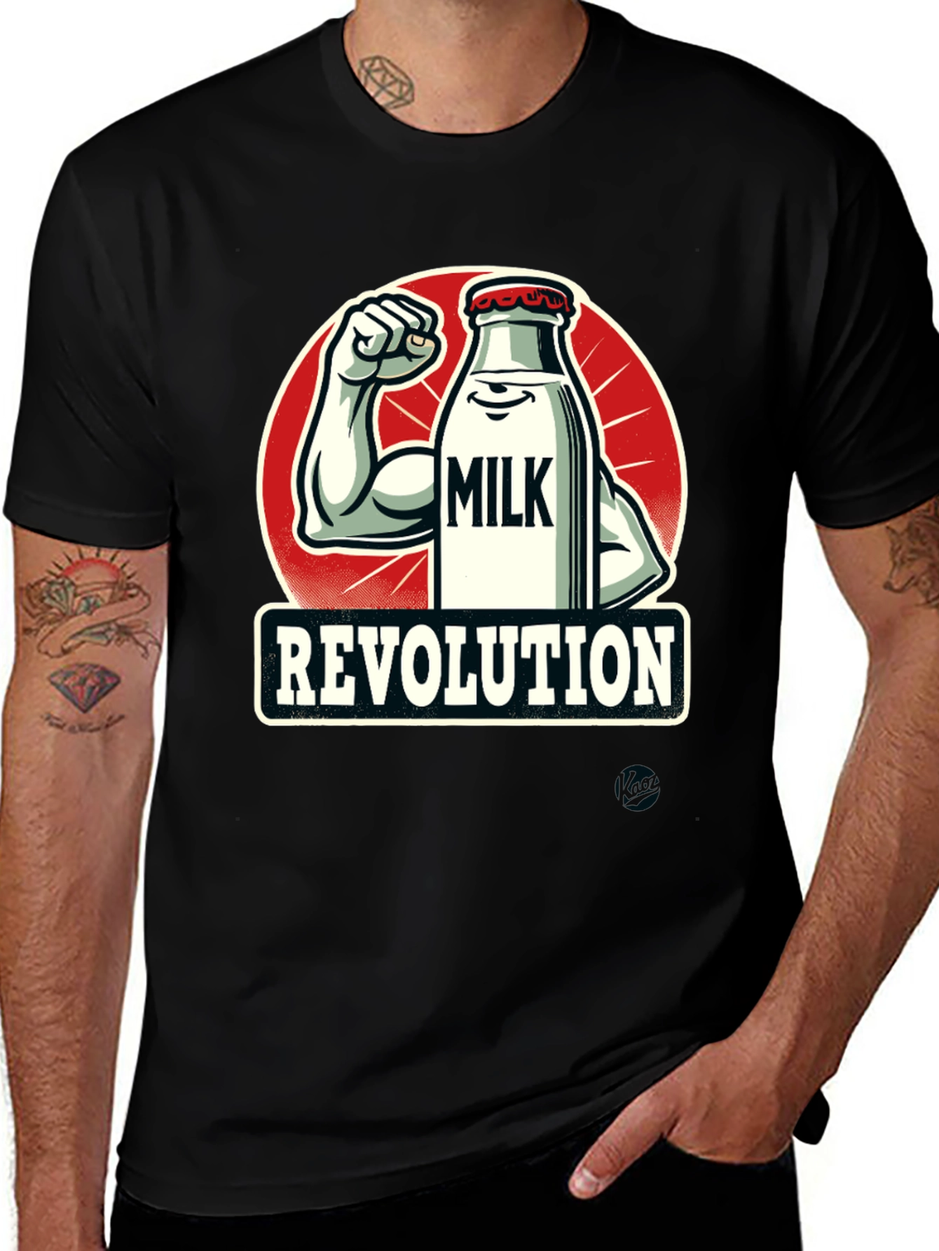 Variant 7 of Milk Revolution T-Shirt - Black Graphic Tee