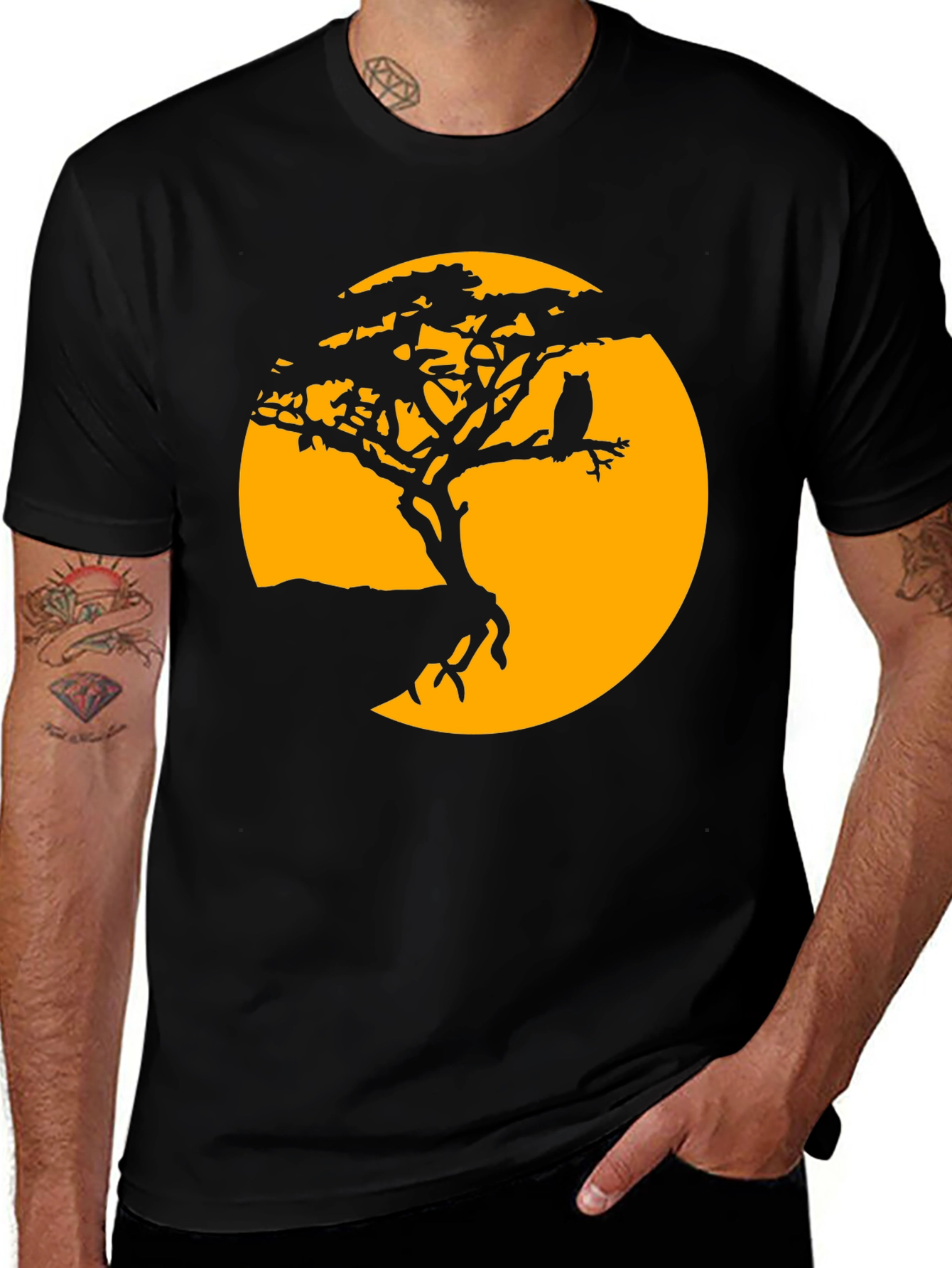Variant 3 of Owl Tree Silhouette T-Shirt - Men's Graphic Tee