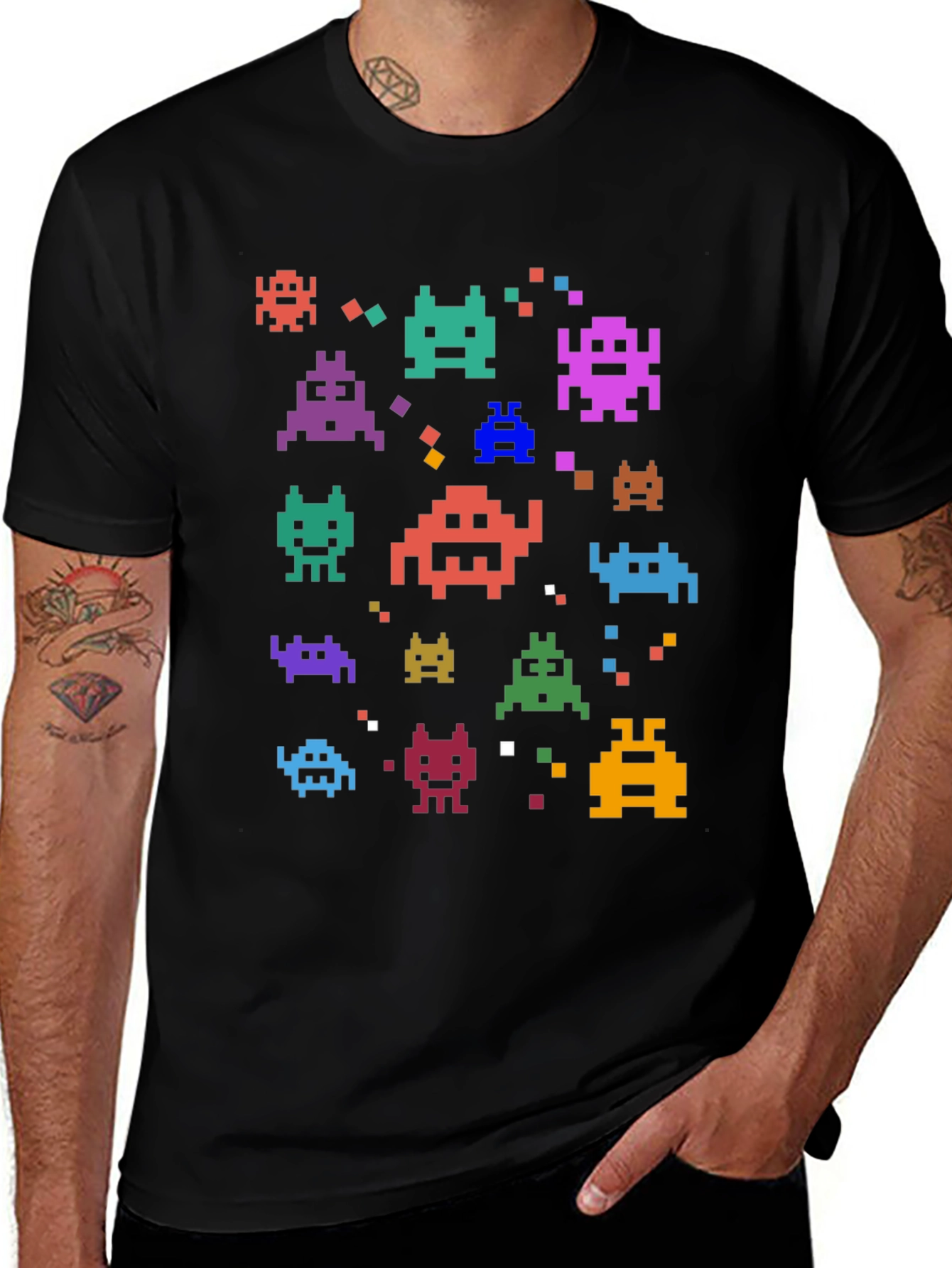 Variant 20 of Pixel Art Space Invaders Graphic Tee - Retro Gaming Style