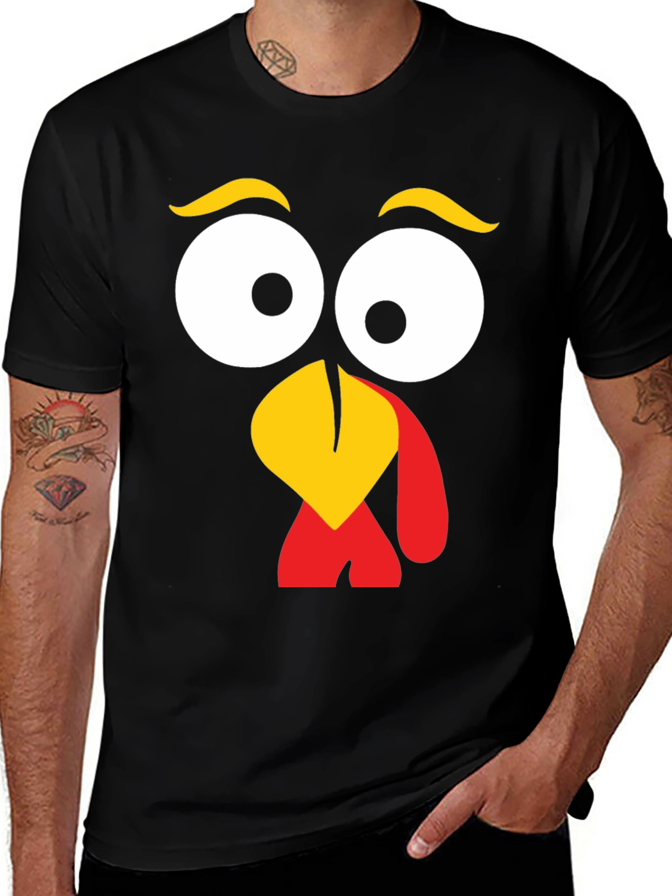 Variant 7 of Turkey Face Graphic Tee - Thanksgiving Fun