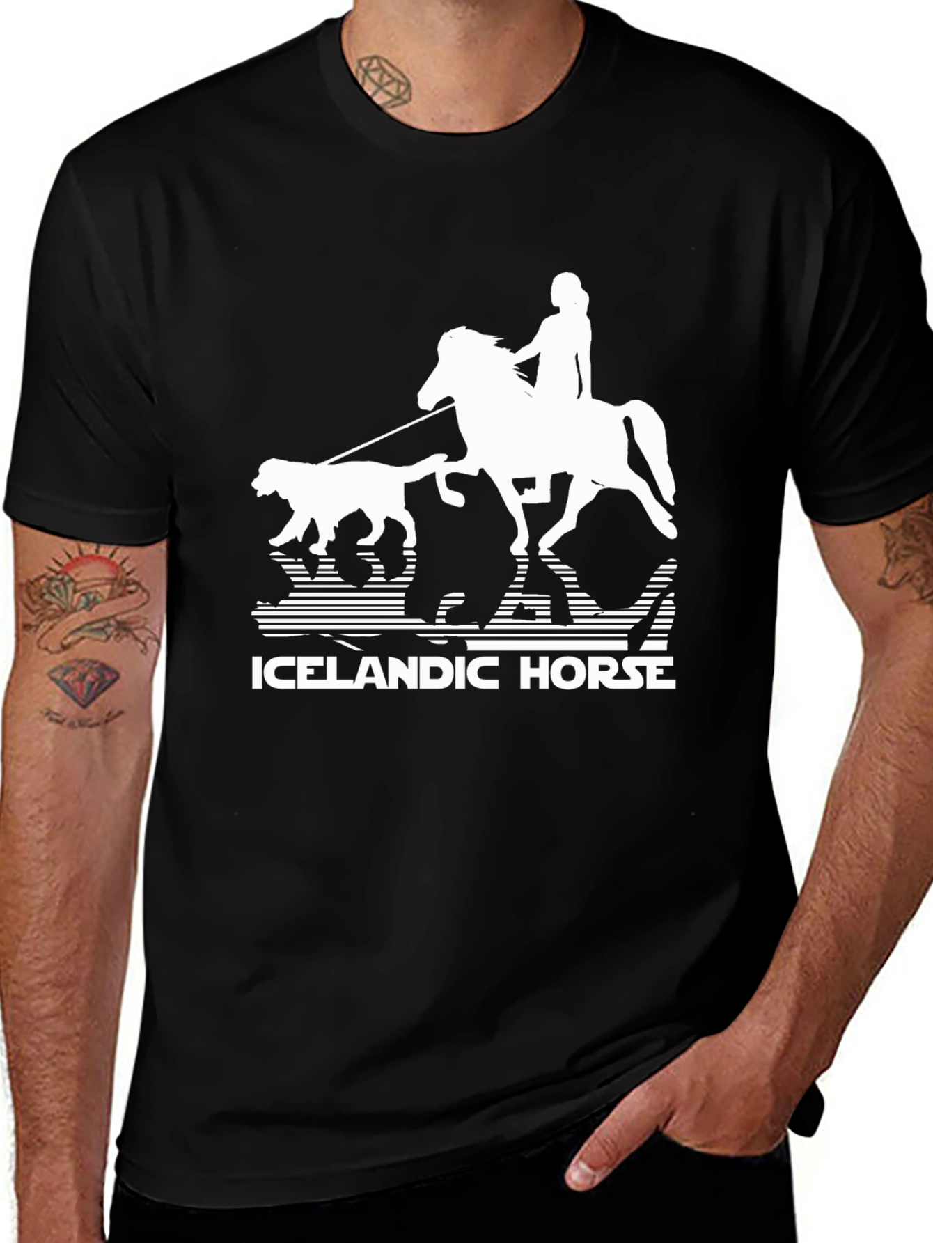 Icelandic Horse T-Shirt - Equestrian Rider Dog Design