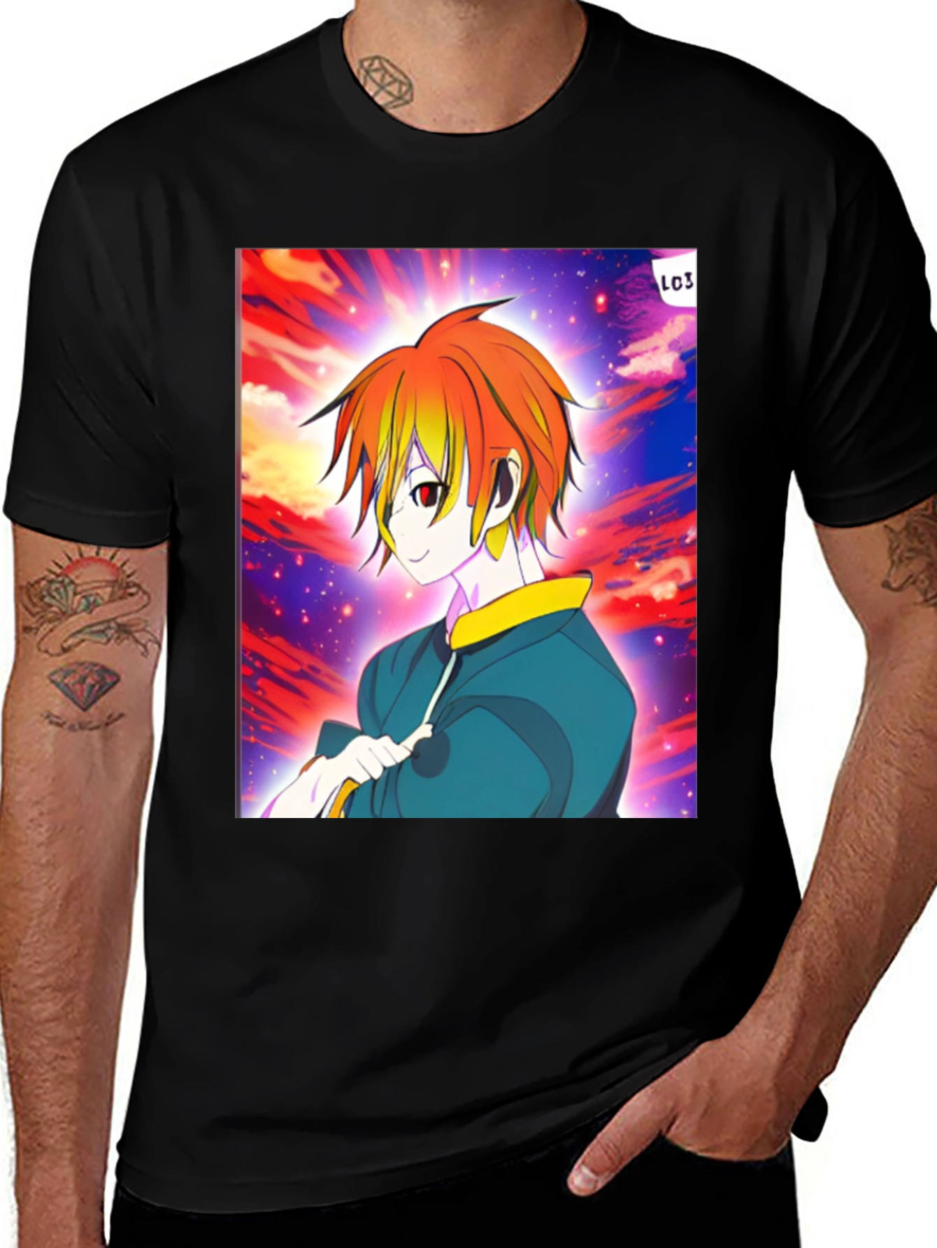 Variant 17 of Anime Character Graphic Black T-Shirt