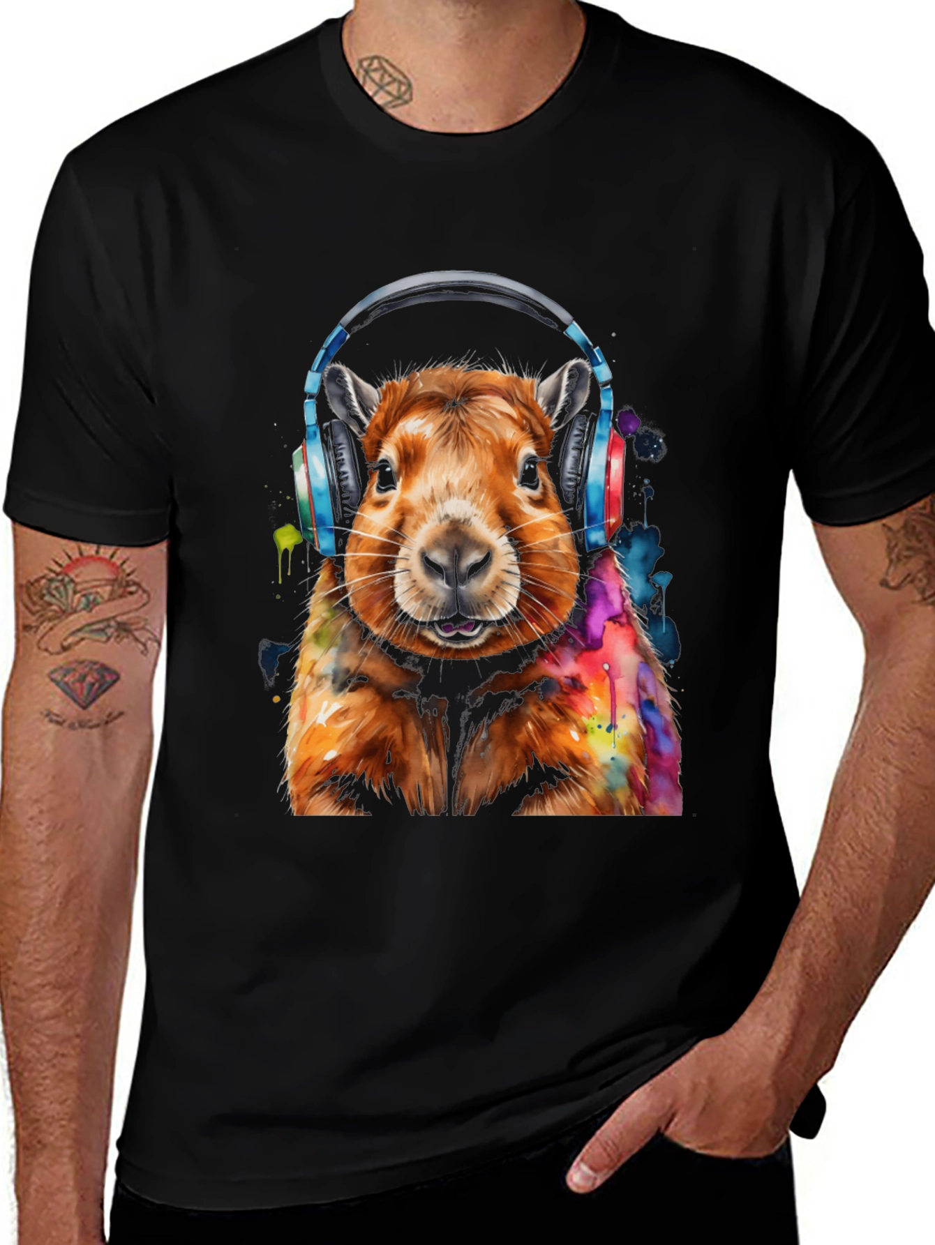 Variant 11 of Squirrel Headphones Graphic Tee