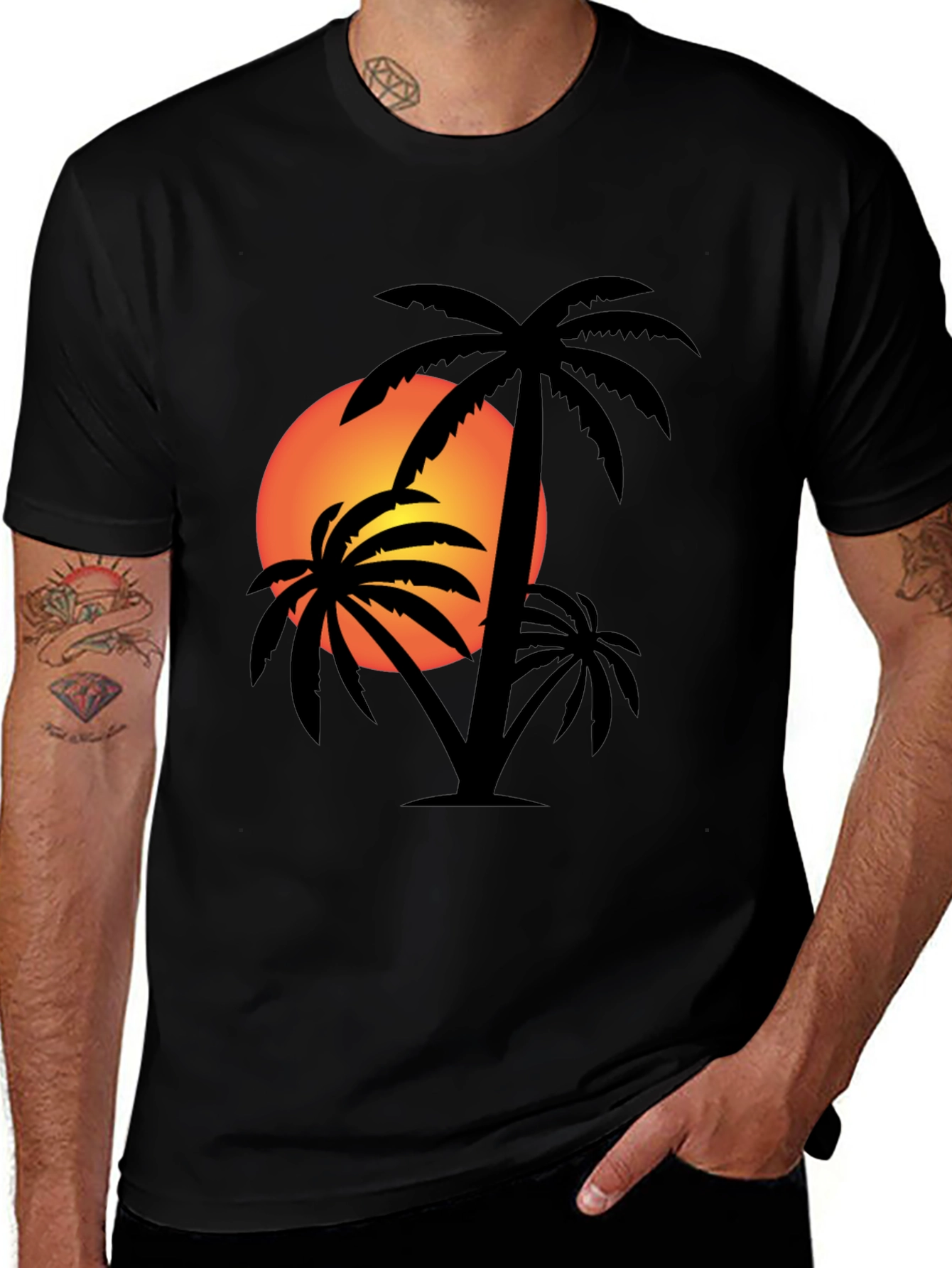 Variant 21 of Tropical Sunset Palm Tree Graphic T-Shirt