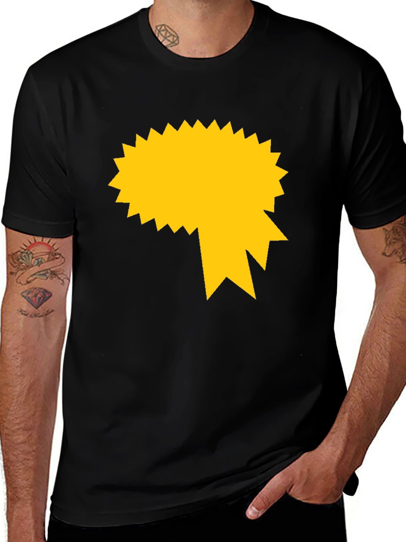 Variant 6 of Graphic Tee - Black with Gold Starburst