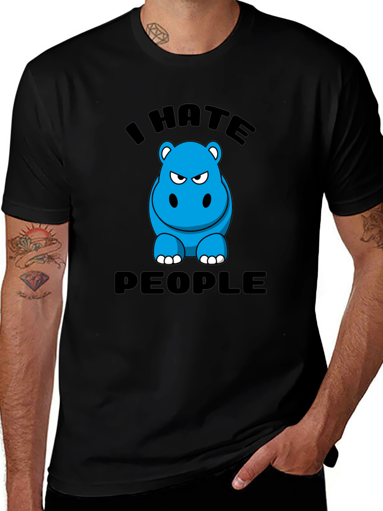 Variant 13 of I Hate People Hippo Graphic T-Shirt